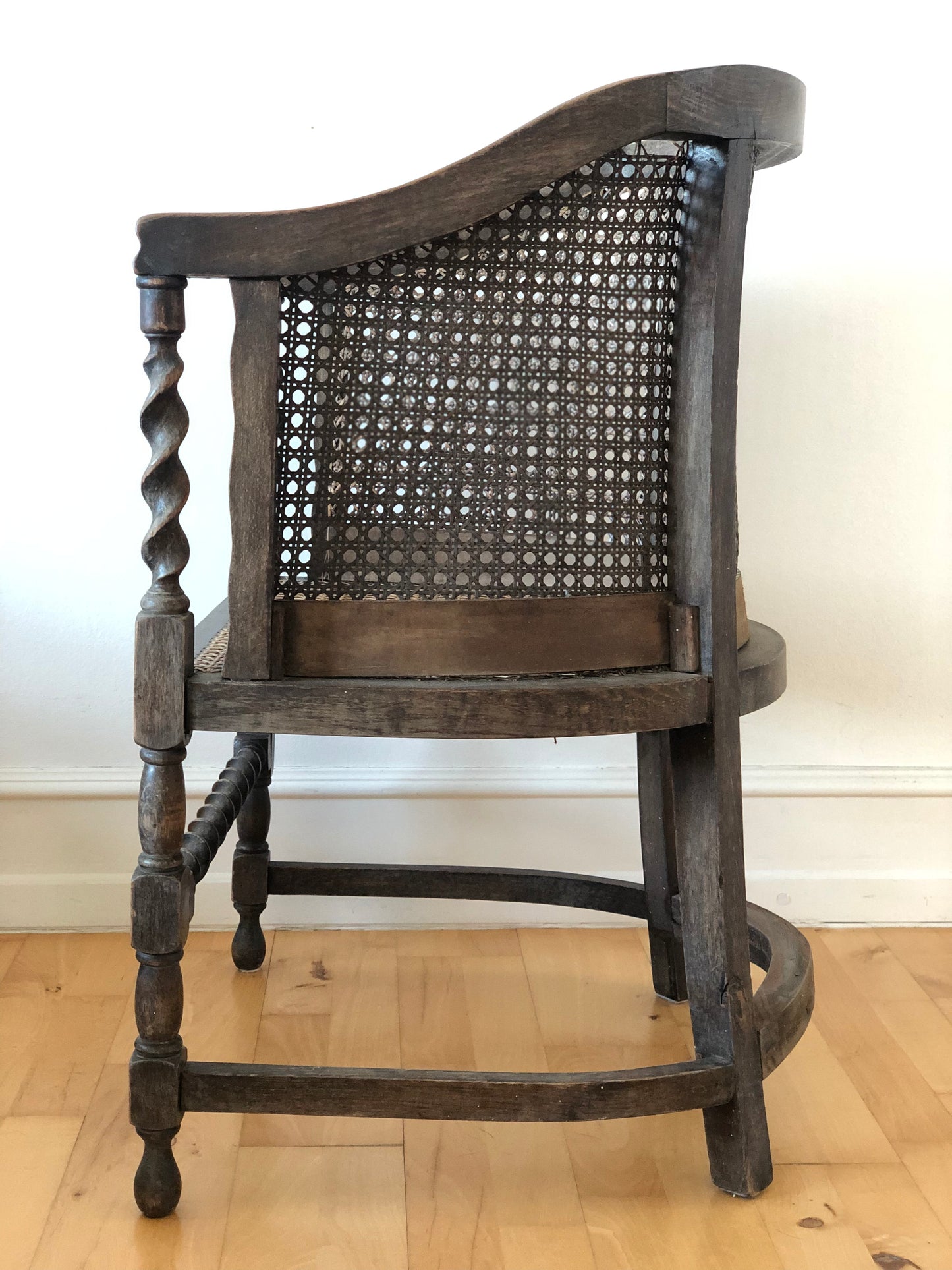 Edwardian Barley Twist Armchair with Cane Early 20th Century