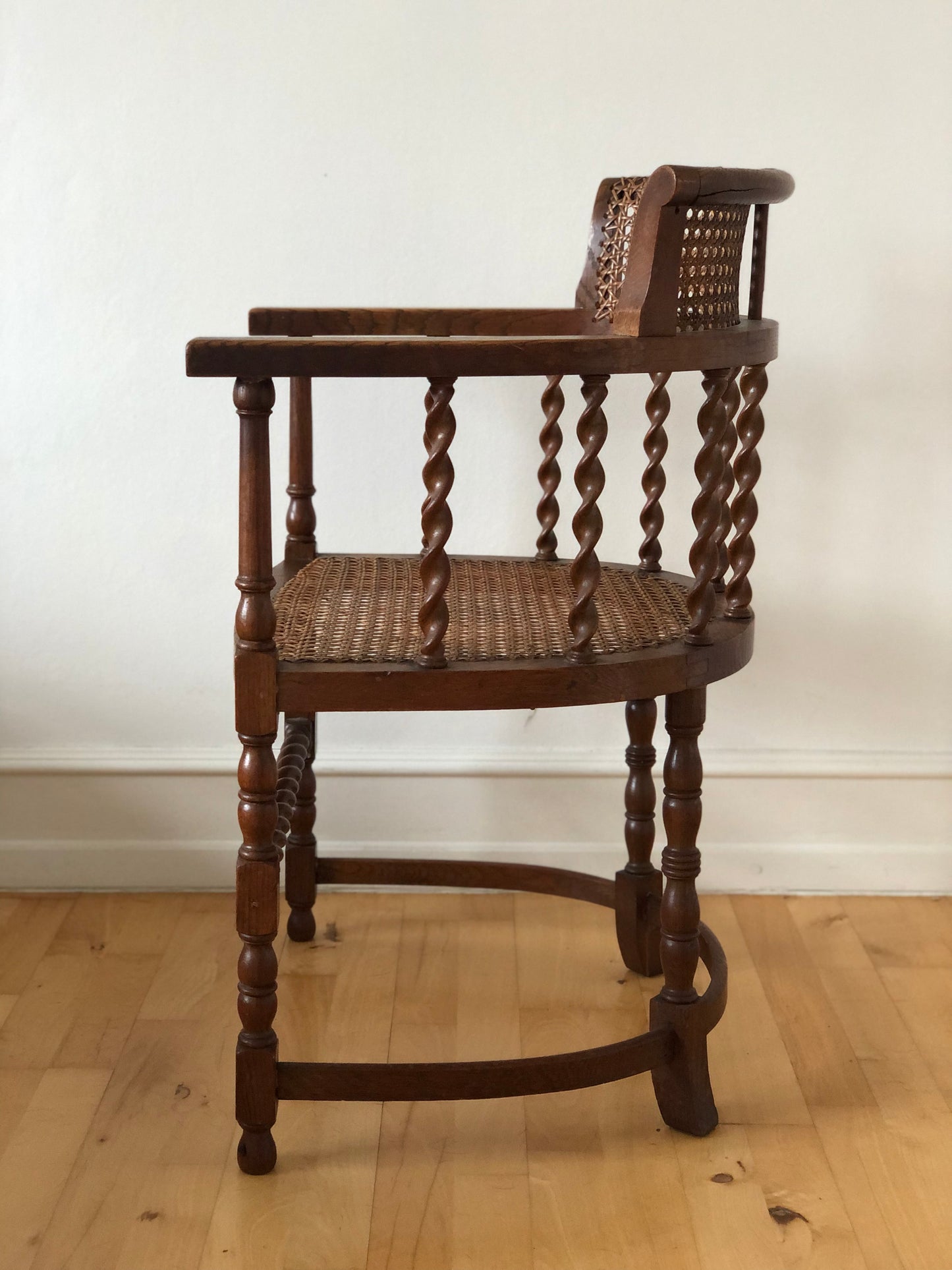 Edwardian Barley Twist Armchair with Cane Early 20th Century United Kingdom