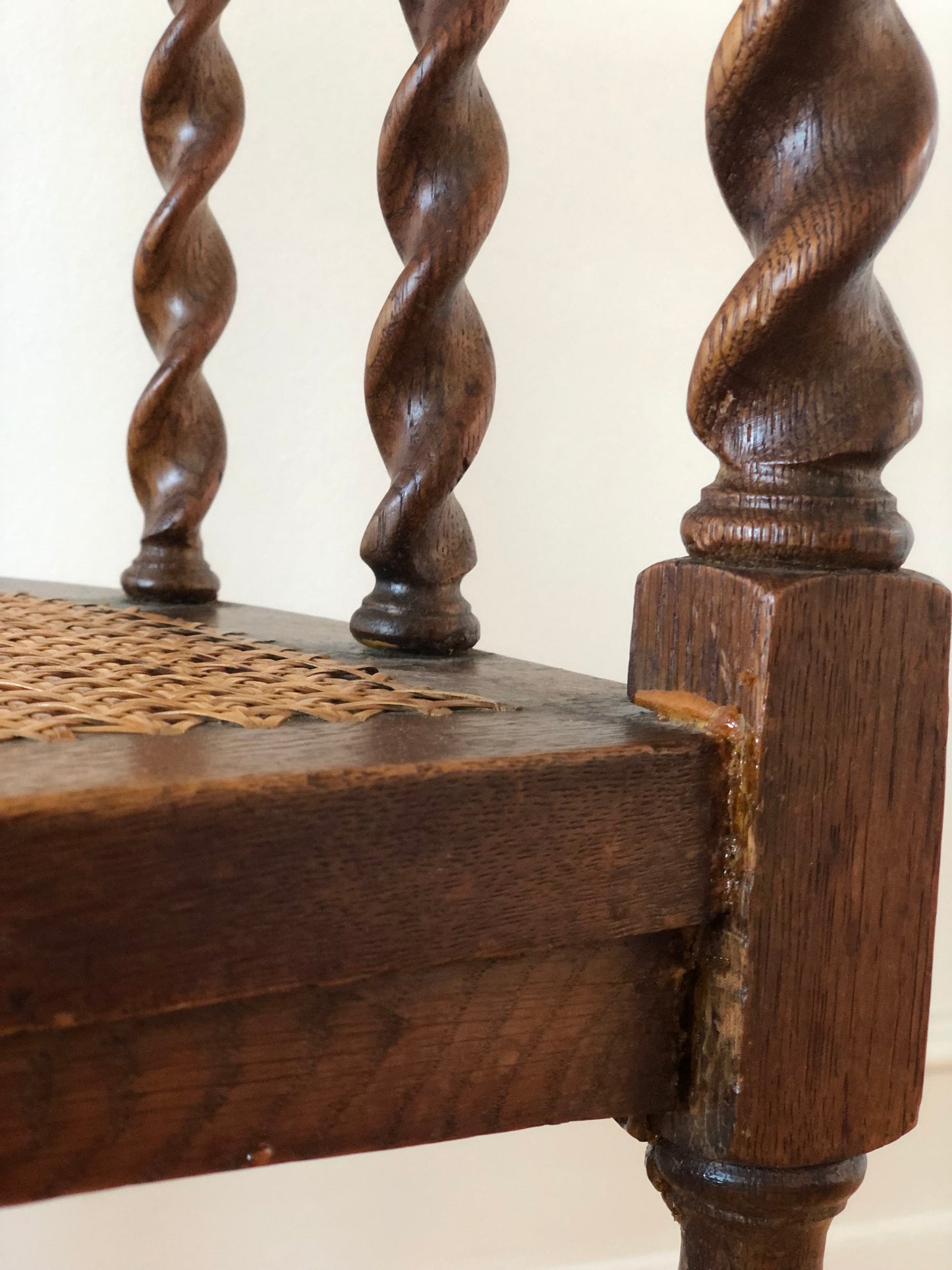 Edwardian Barley Twist Armchair with Cane Early 20th Century United Kingdom