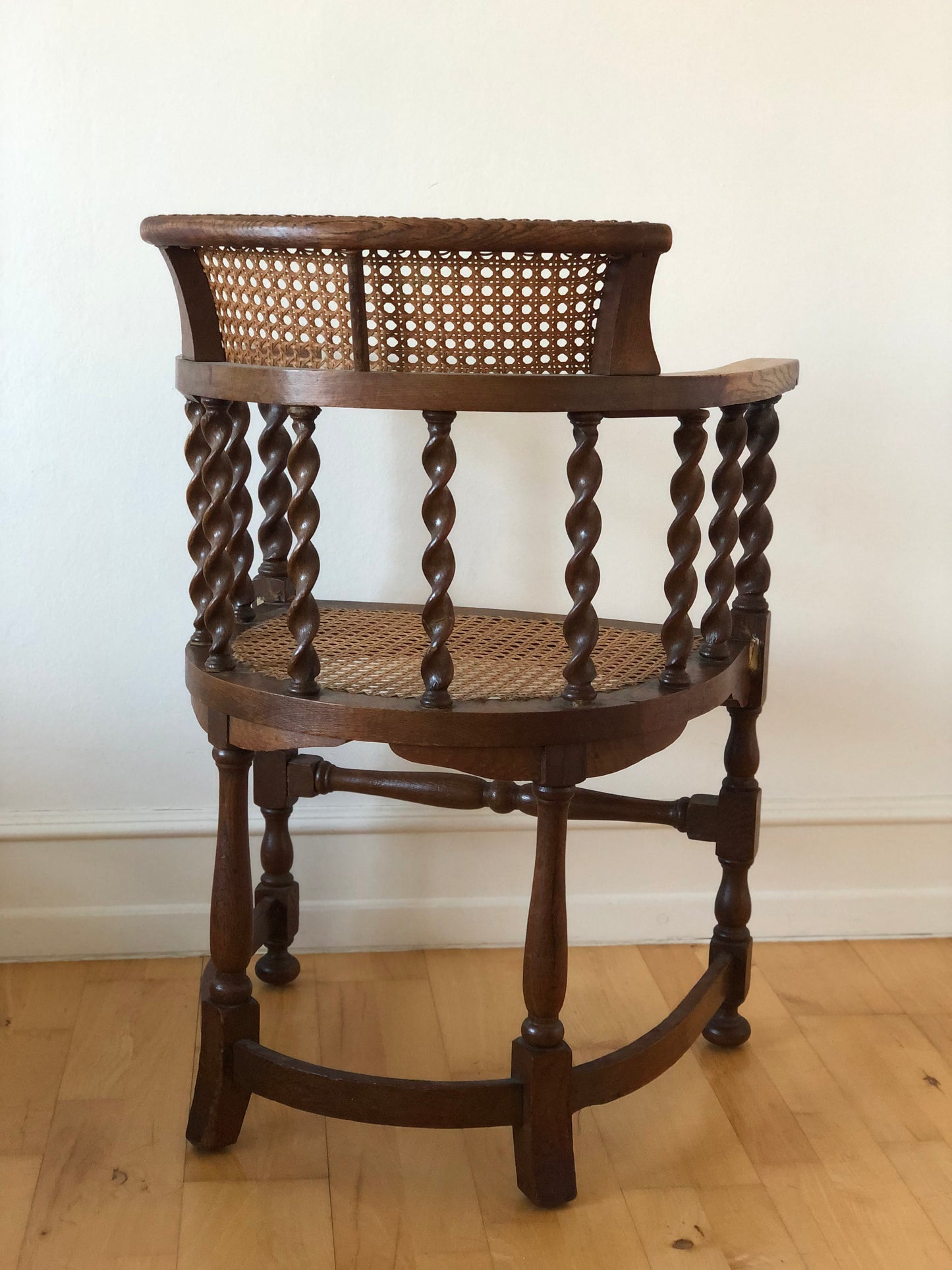 Edwardian Barley Twist Armchair with Cane Early 20th Century United Kingdom