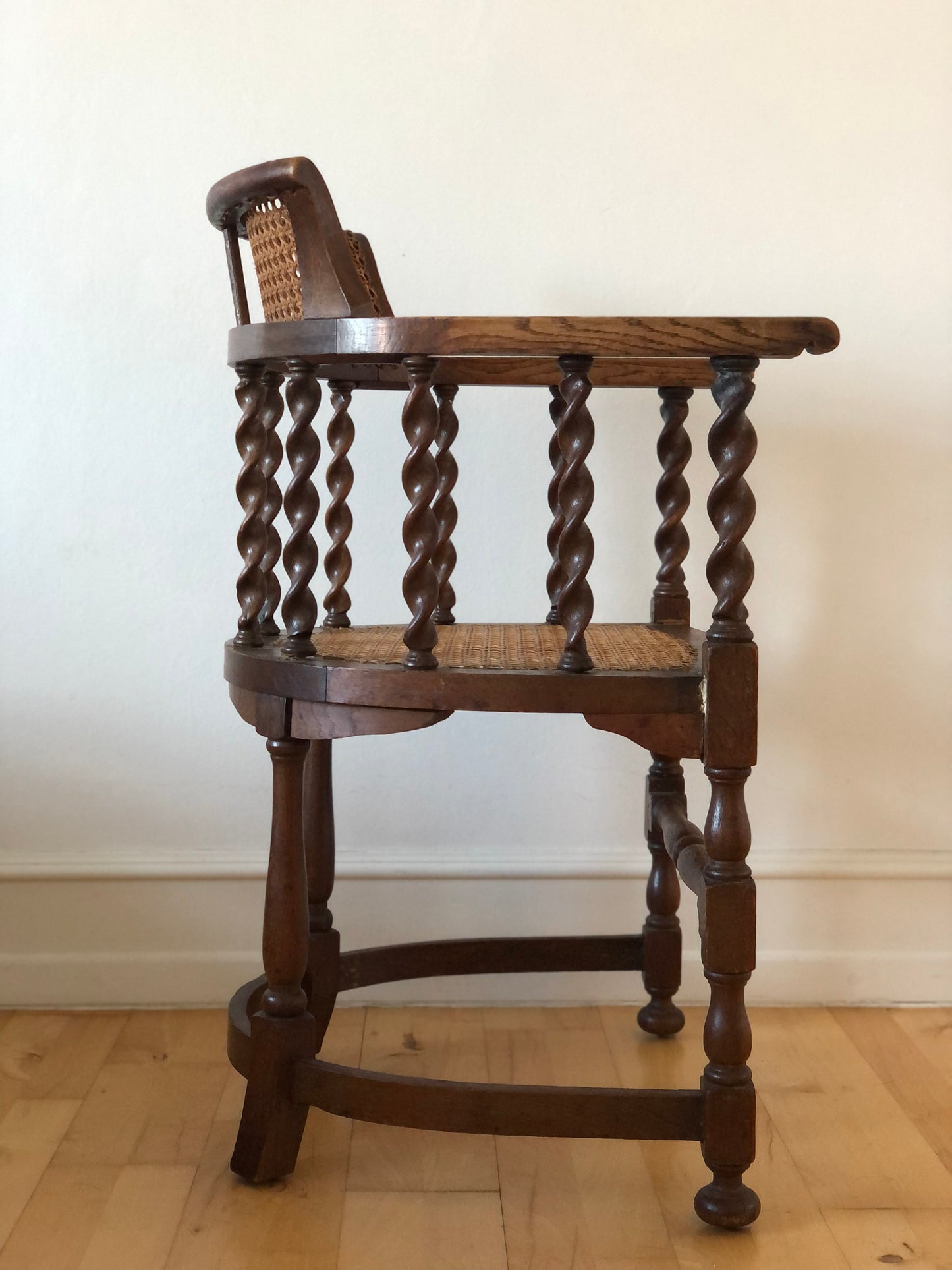 Edwardian Barley Twist Armchair with Cane Early 20th Century United Kingdom