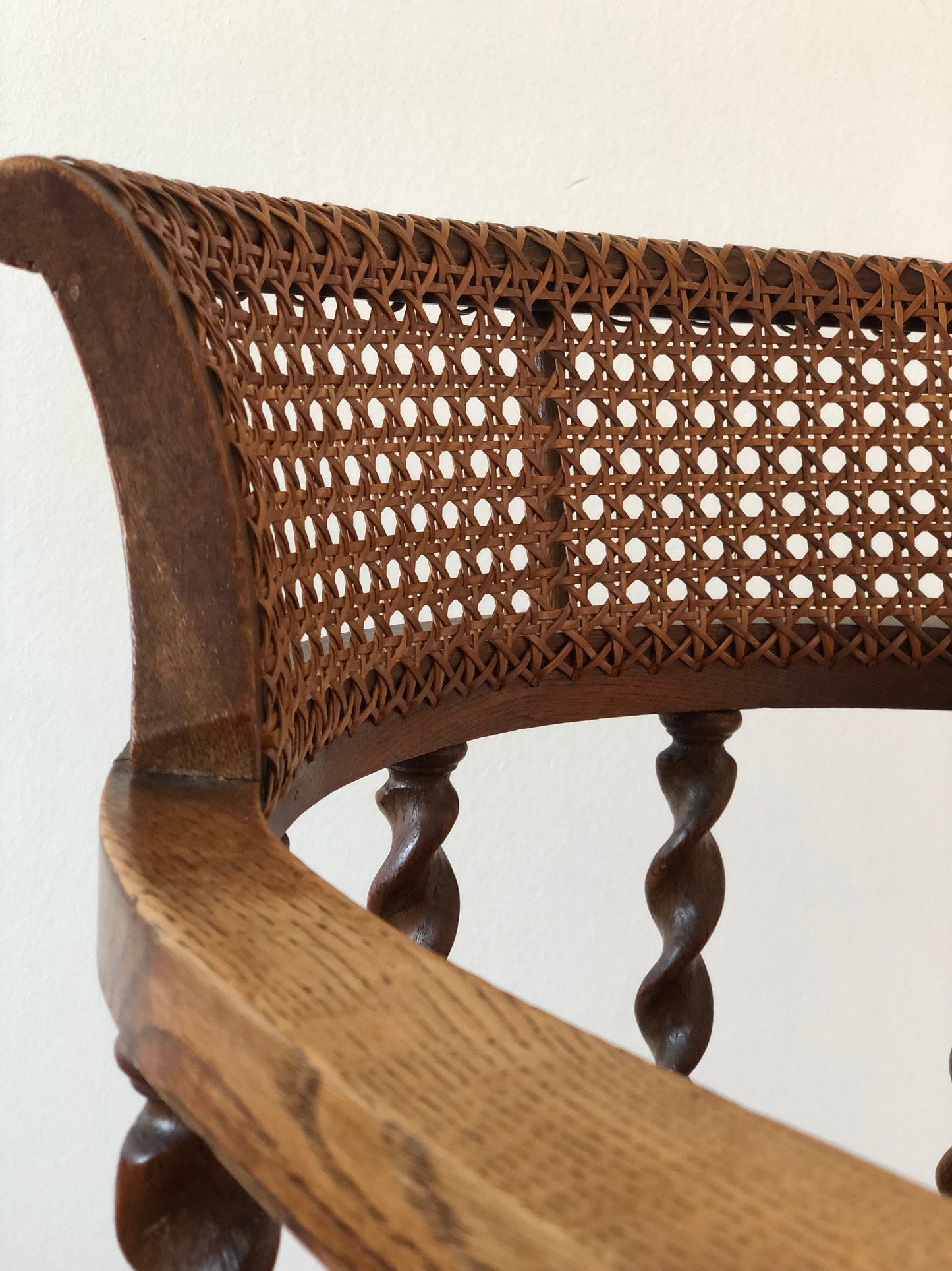 Edwardian Barley Twist Armchair with Cane Early 20th Century United Kingdom