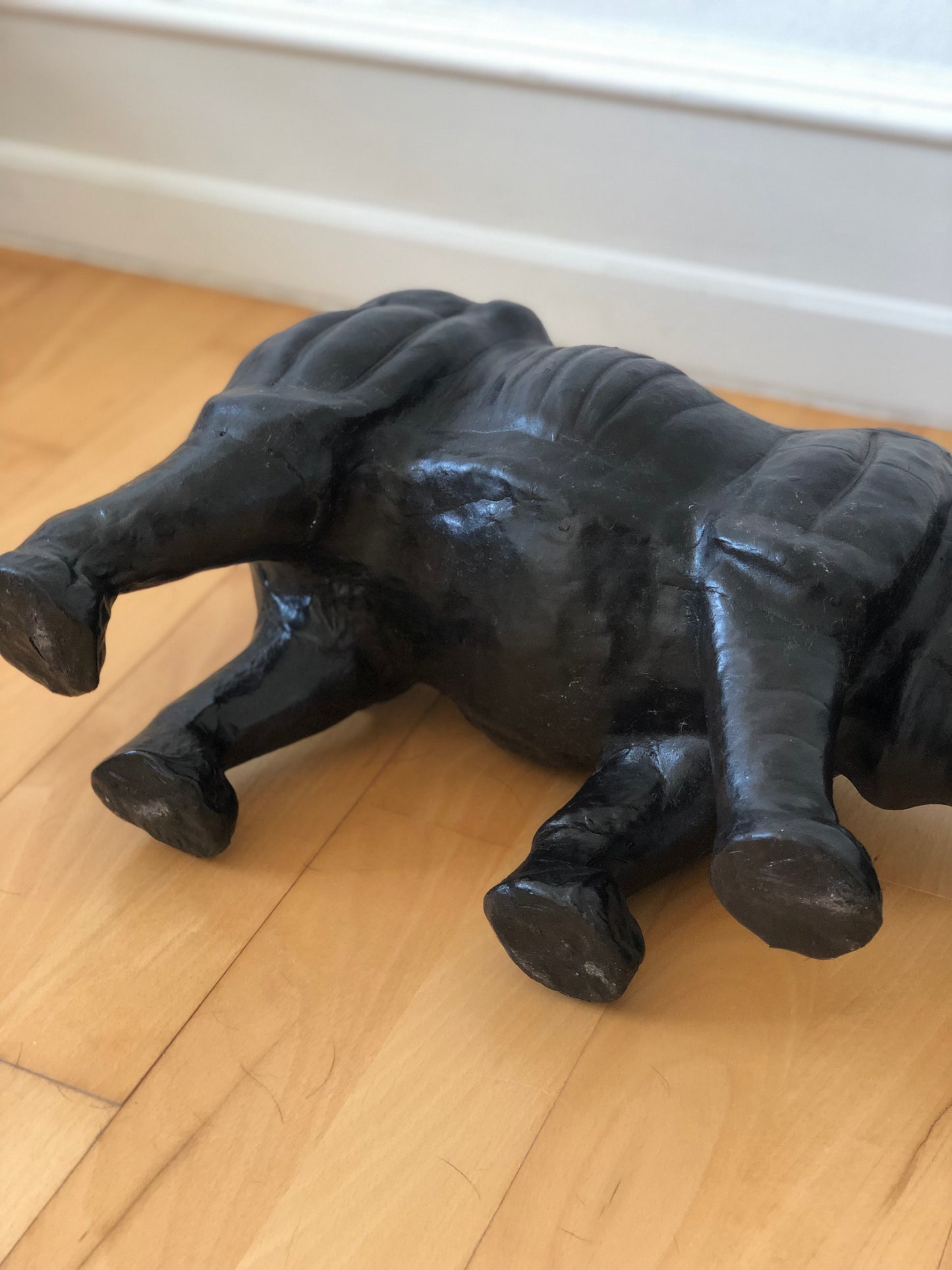 Handcrafted Leather Rhino Statue