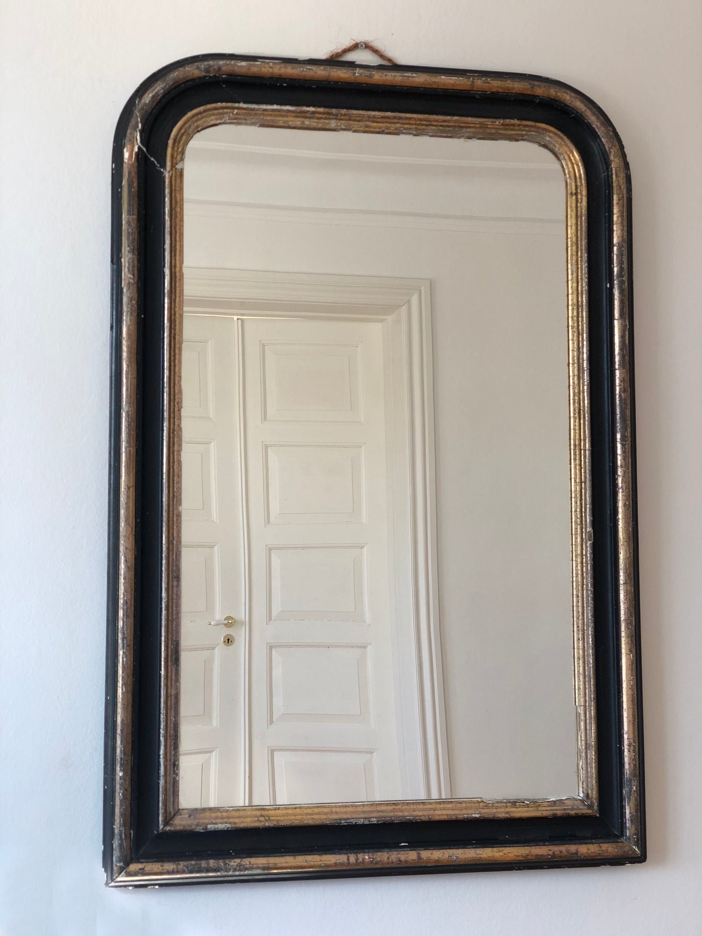 Large High Quality Antique Louis Philippe Mirror in Black and Gold France Late 19th Century