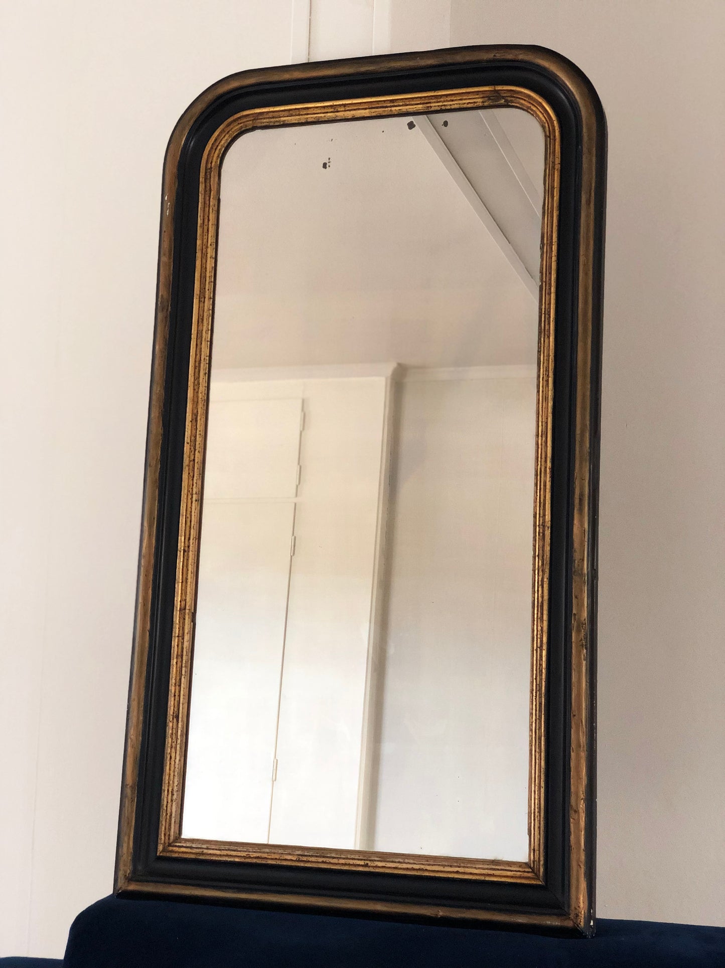 High Quality Antique Louis Philippe Mirror in Black and Gold France Late 19th Century