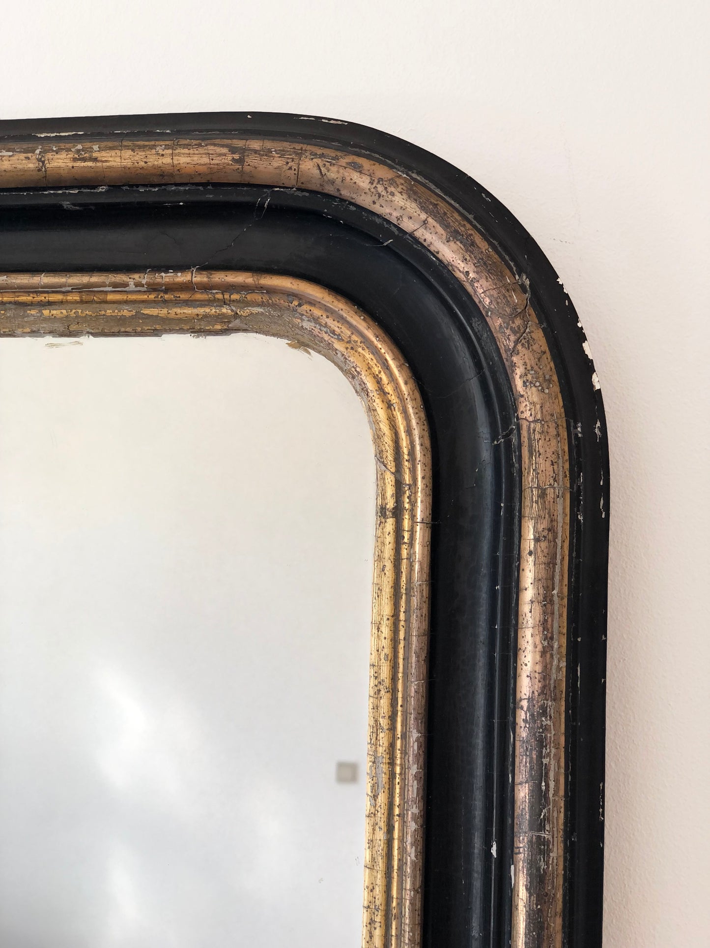 Large High Quality Antique Louis Philippe Mirror in Black and Gold France Late 19th Century