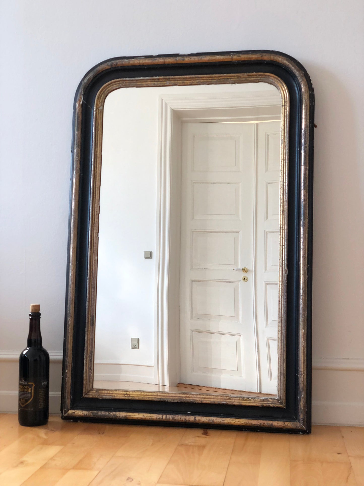 Large High Quality Antique Louis Philippe Mirror in Black and Gold France Late 19th Century