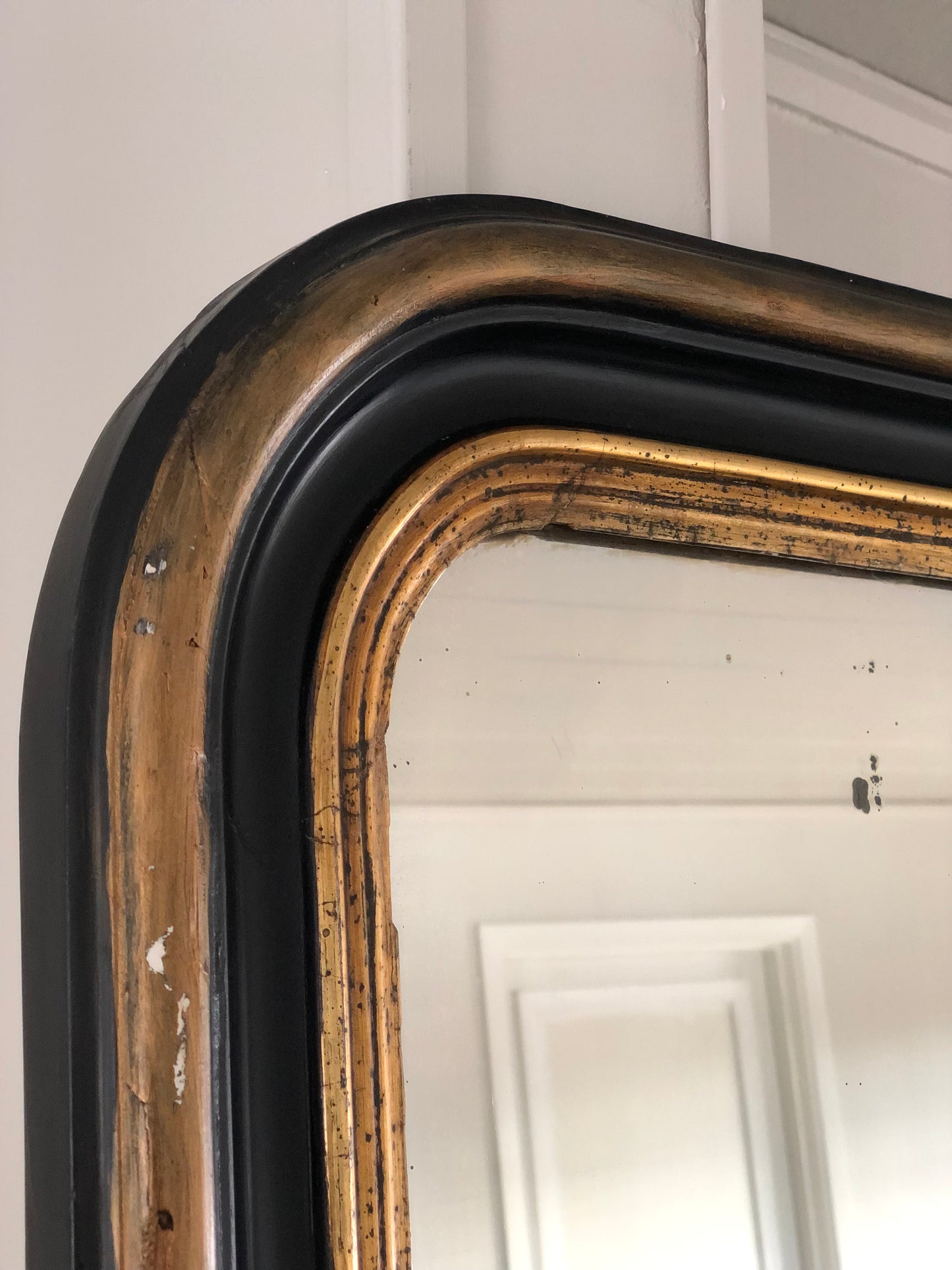 High Quality Antique Louis Philippe Mirror in Black and Gold France Late 19th Century