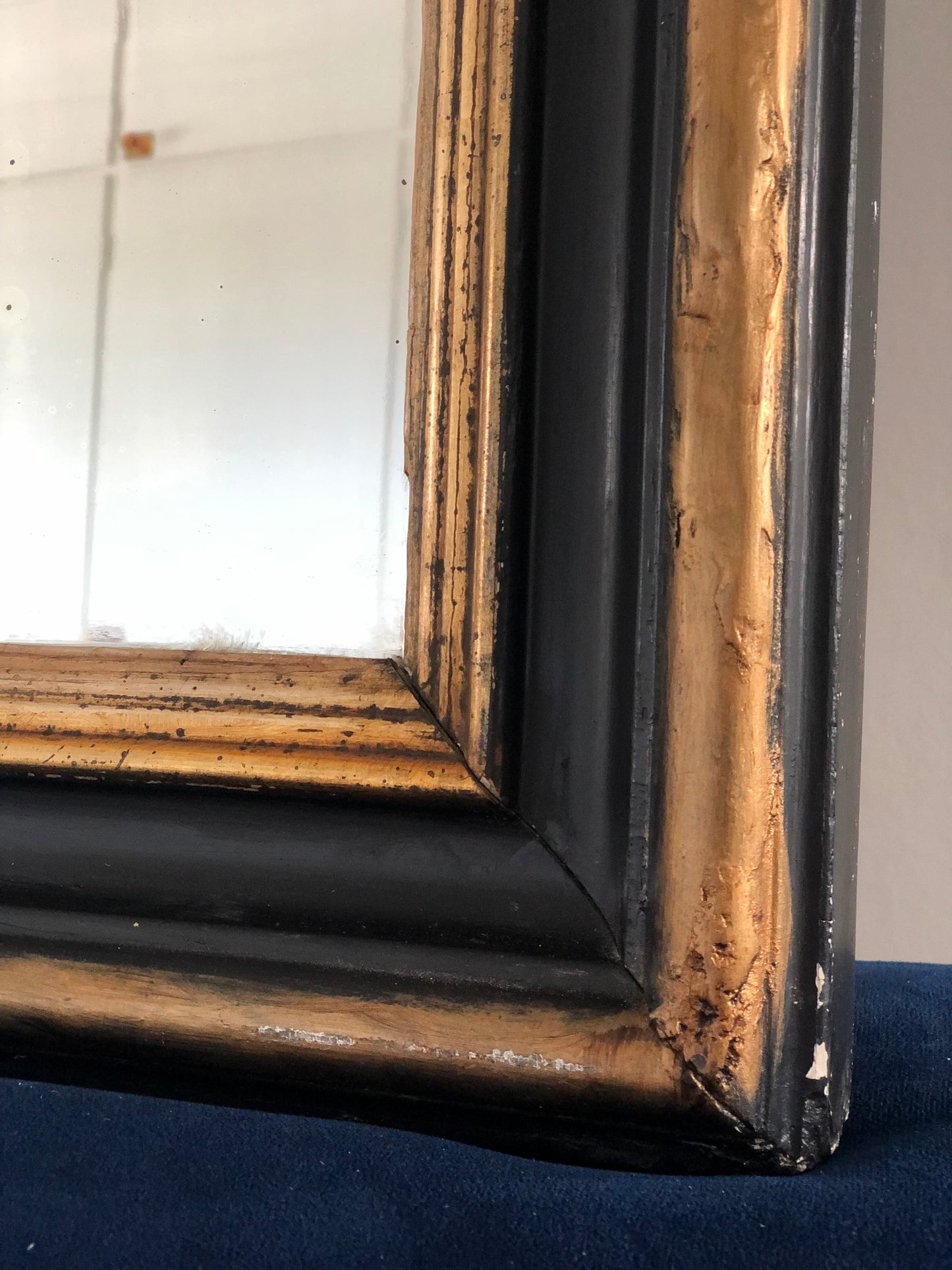 High Quality Antique Louis Philippe Mirror in Black and Gold France Late 19th Century