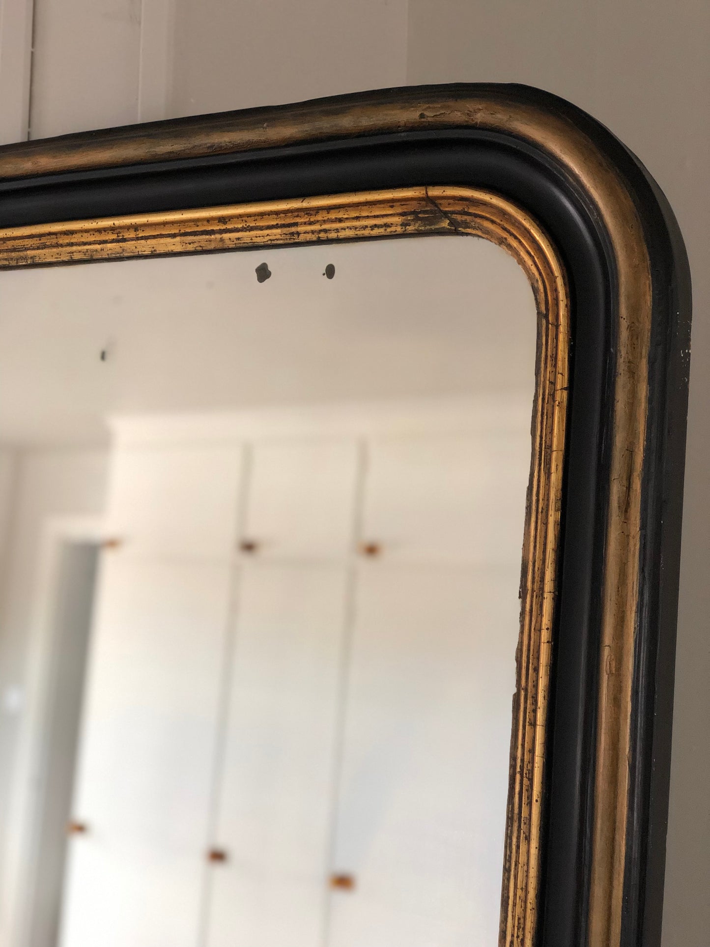 High Quality Antique Louis Philippe Mirror in Black and Gold France Late 19th Century