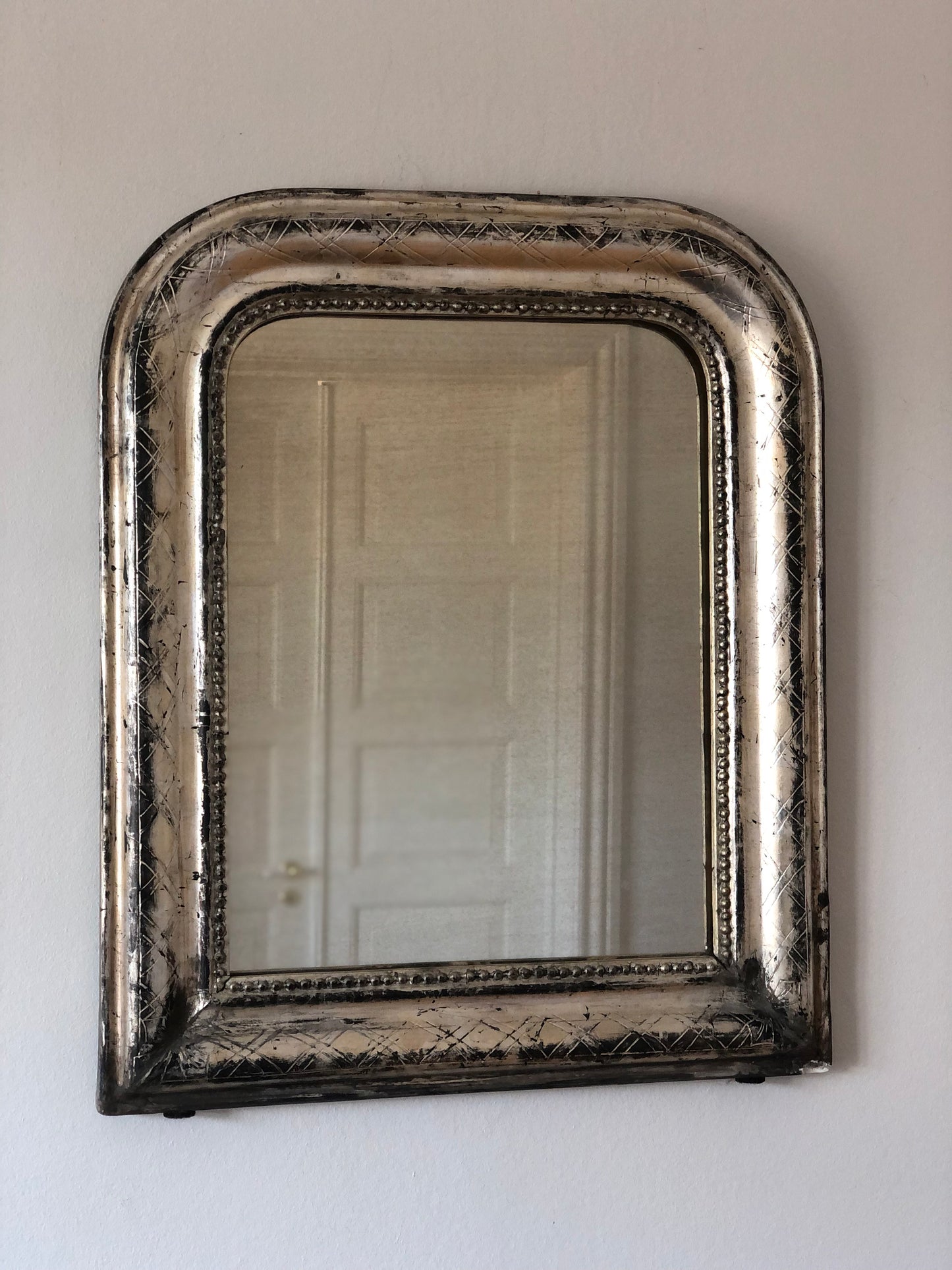 High Quality Antique Louis Philippe Mirror in Silver France Late 19th Century