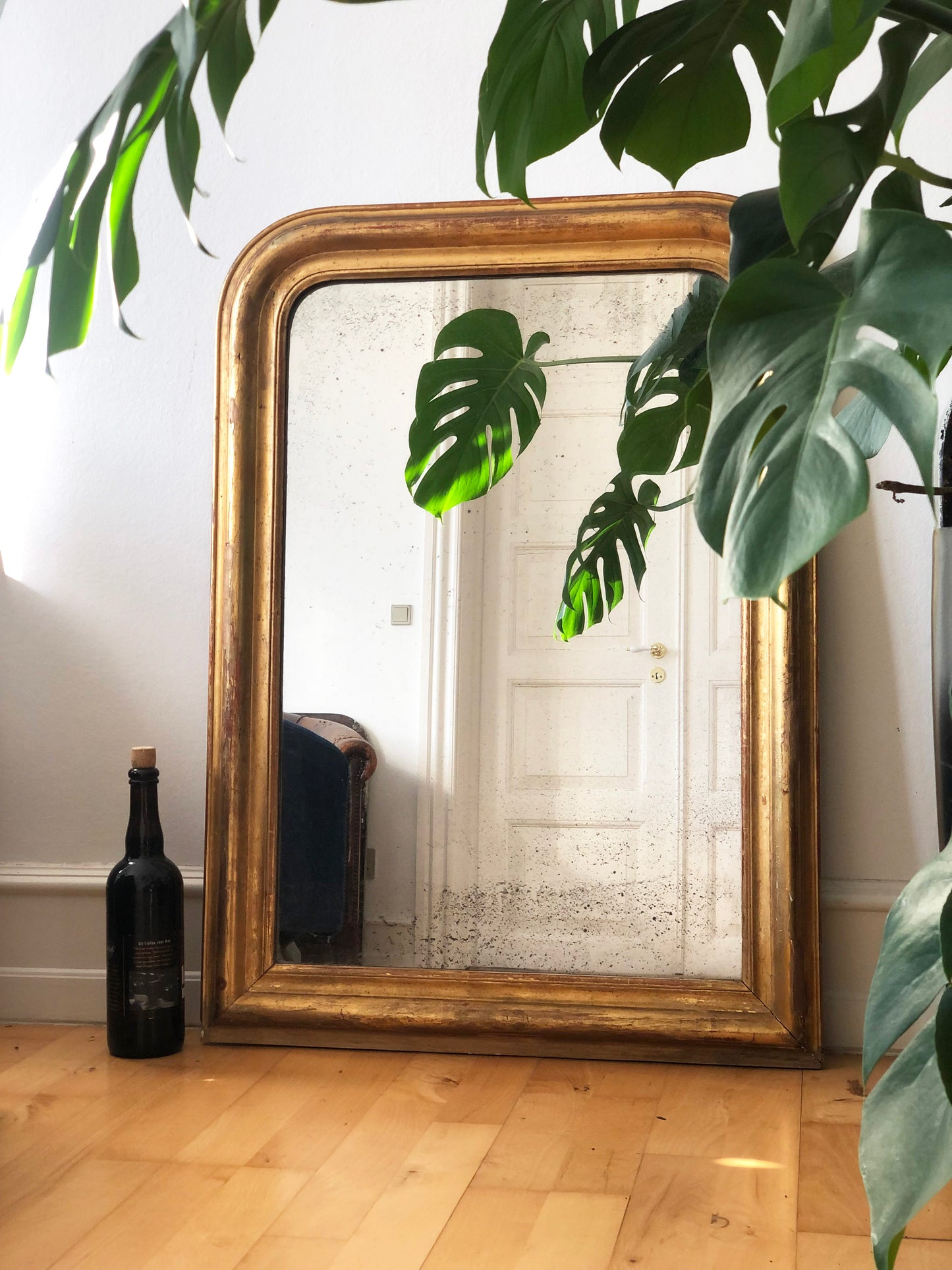 Large Antique French Louis Philippe Giltwood Mirror – Late 19th Century