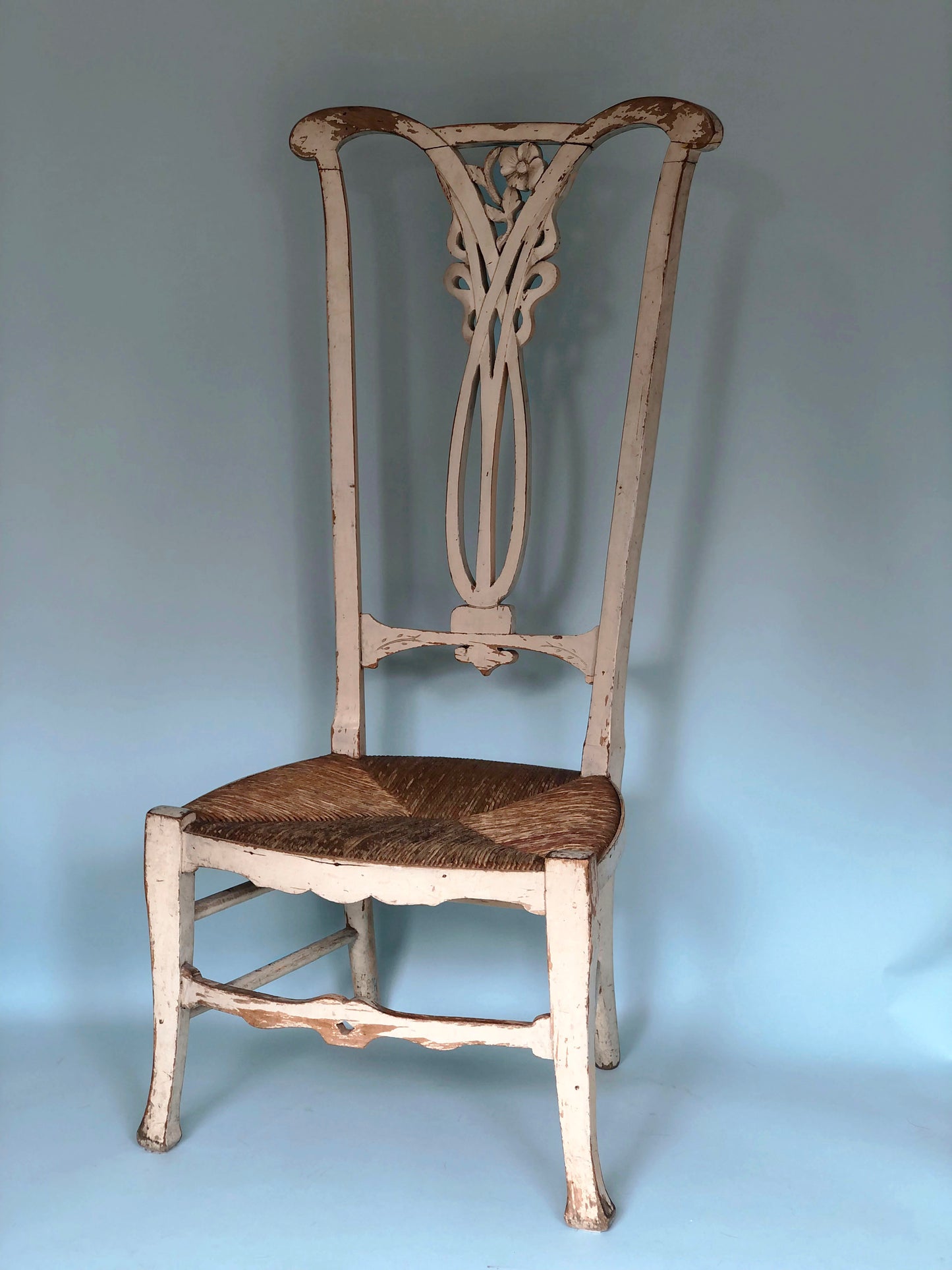 Jugendstil High Back Chair Elm Wood Early 20th Century