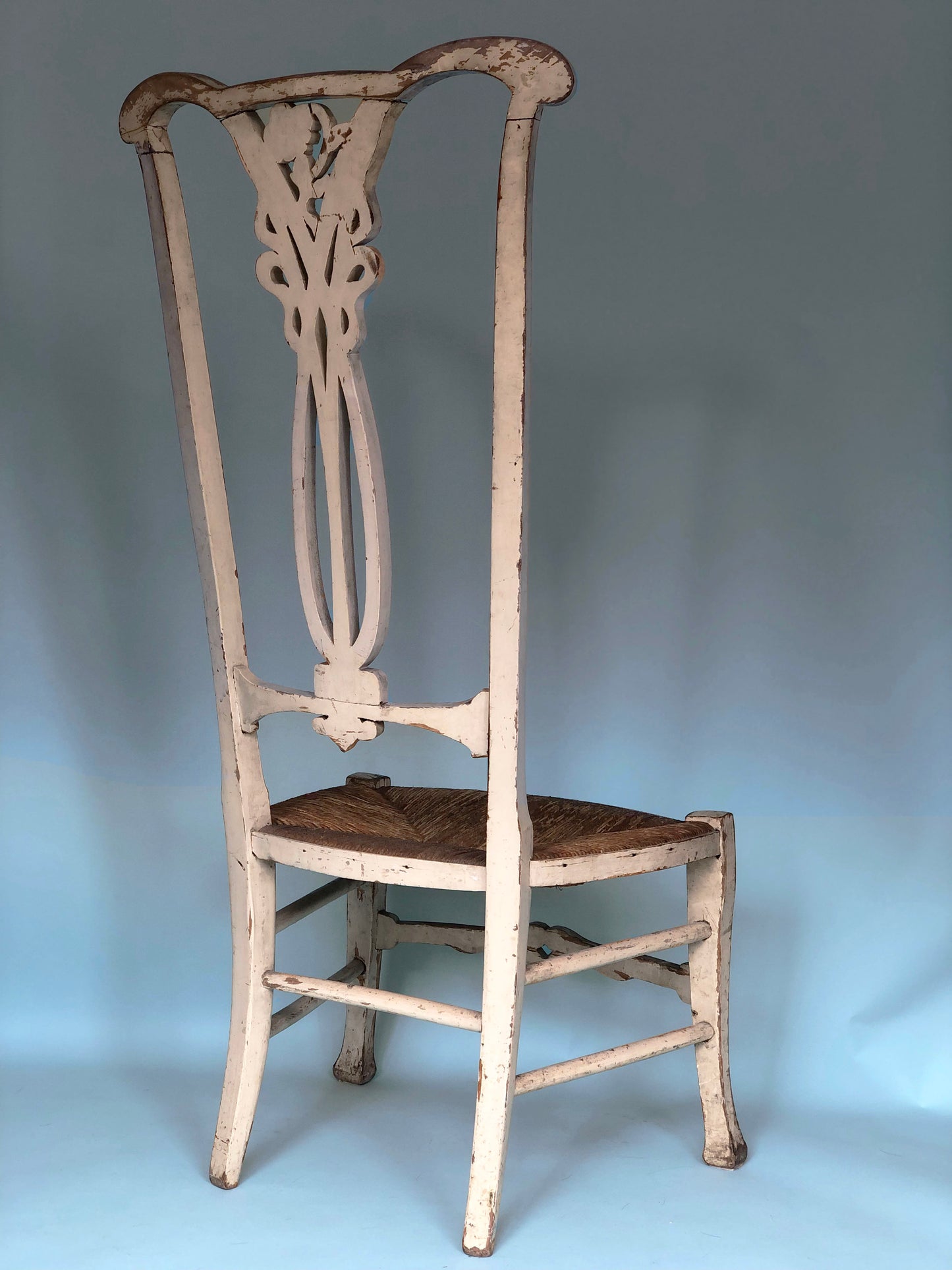 Jugendstil High Back Chair Elm Wood Early 20th Century