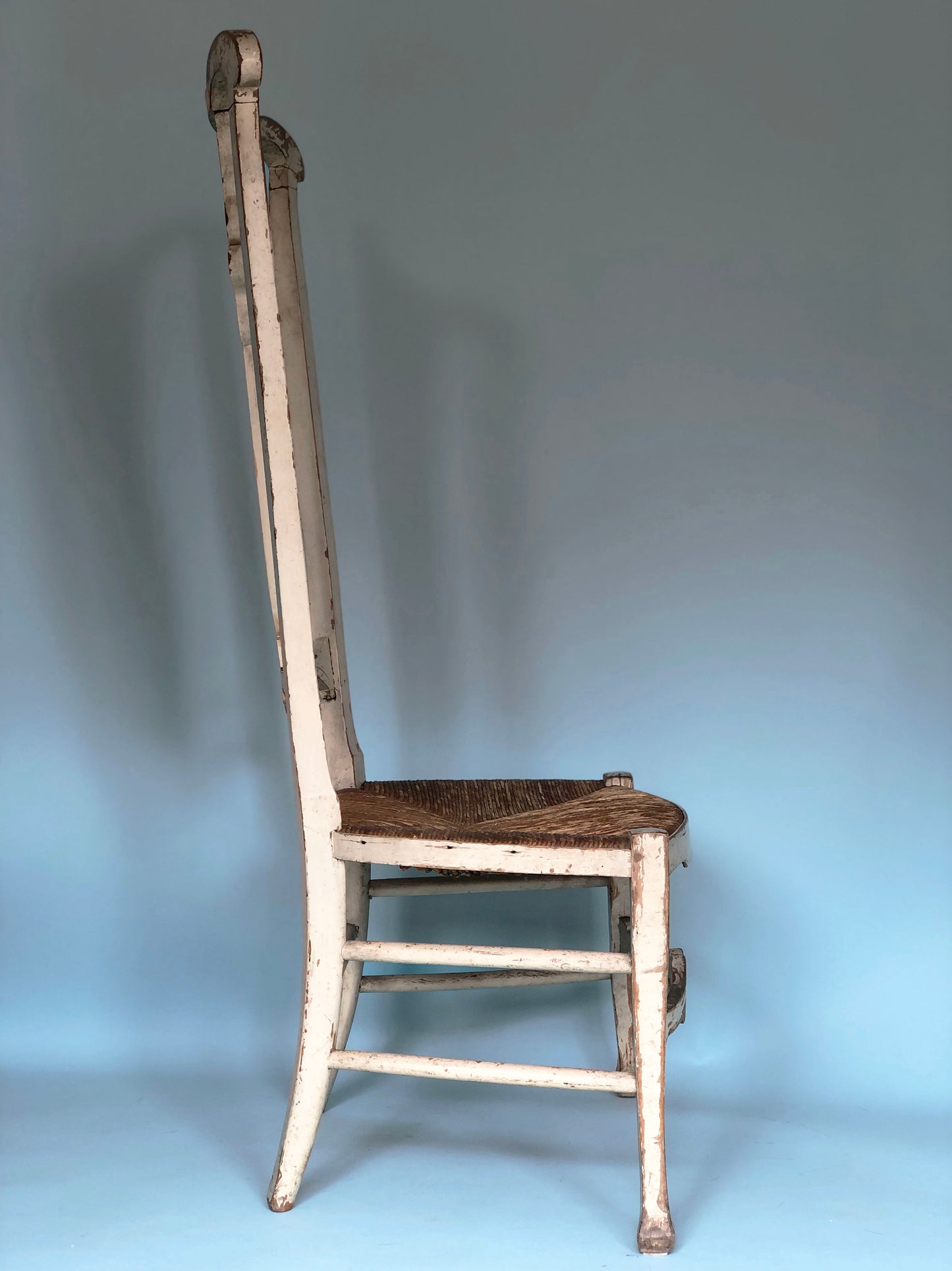 Jugendstil High Back Chair Elm Wood Early 20th Century