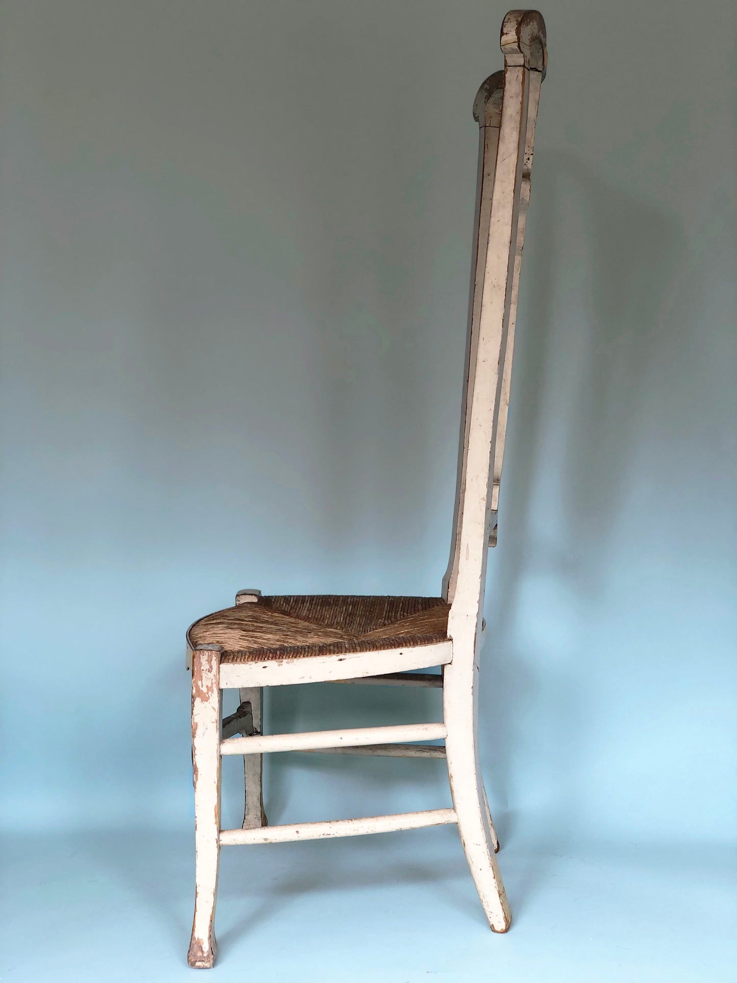 Jugendstil High Back Chair Elm Wood Early 20th Century