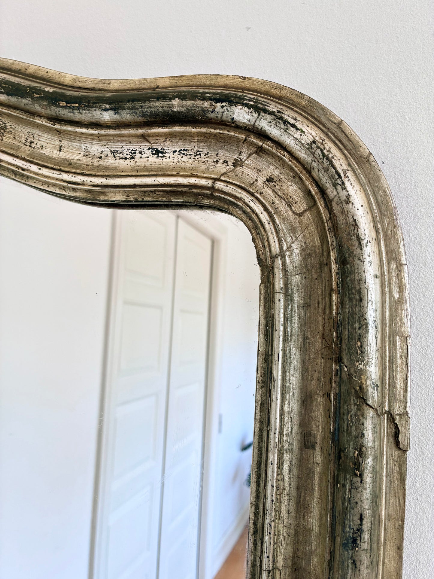Large Antique French Louis Philippe Full-Length Giltwood Mirror, Late 19th Century