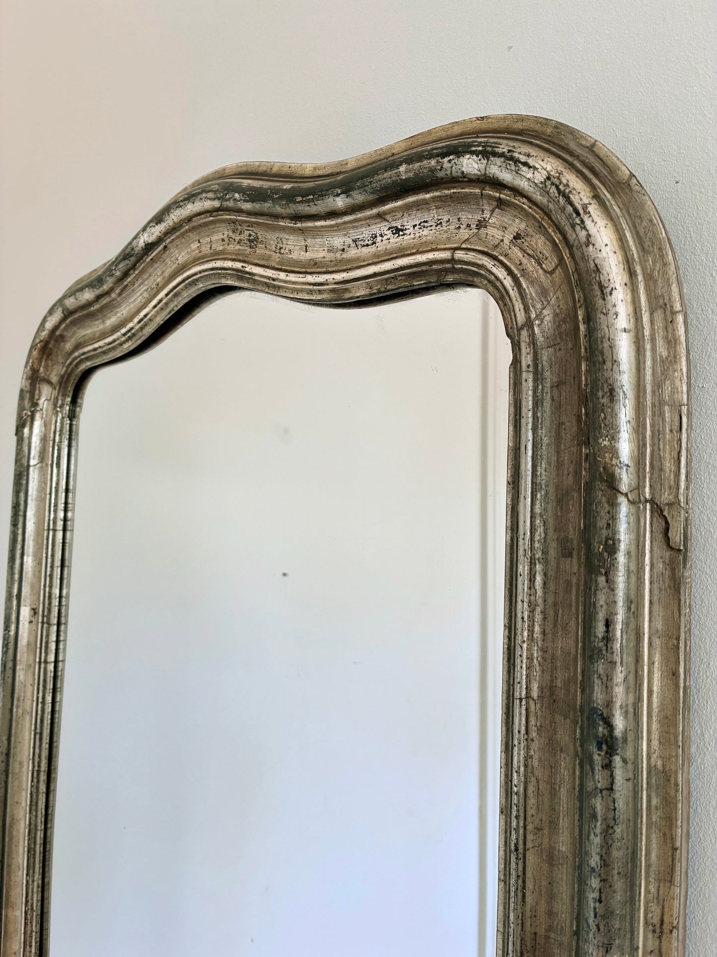 Large Antique French Louis Philippe Full-Length Giltwood Mirror, Late 19th Century