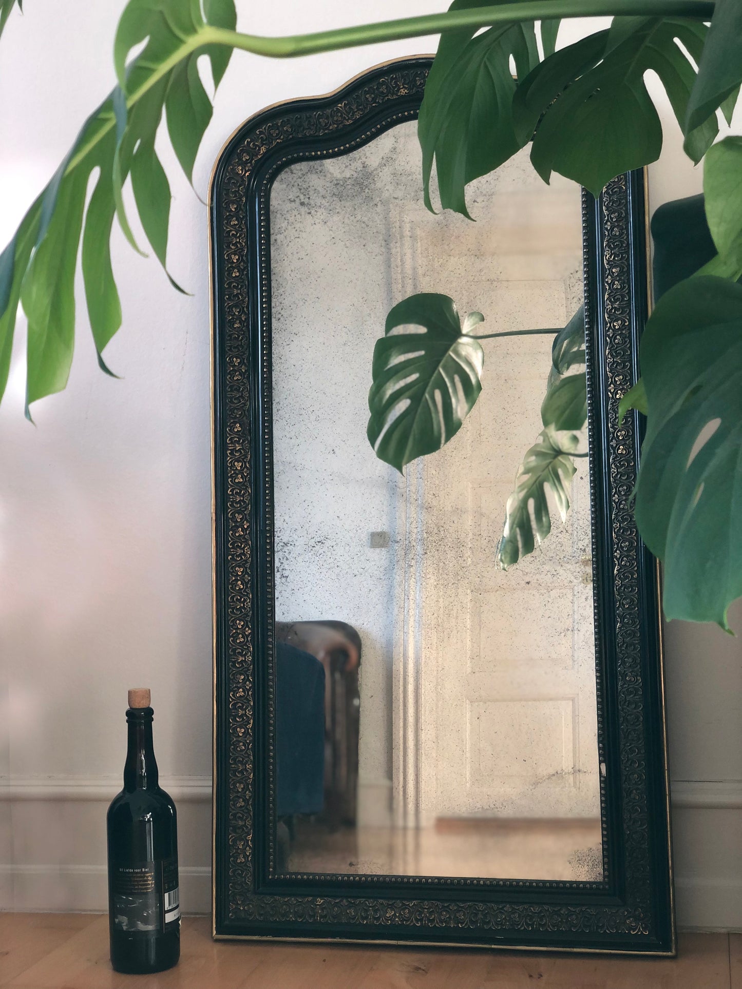 Large Antique French Louis Philippe Full-Length Giltwood Mirror, Late 19th Century