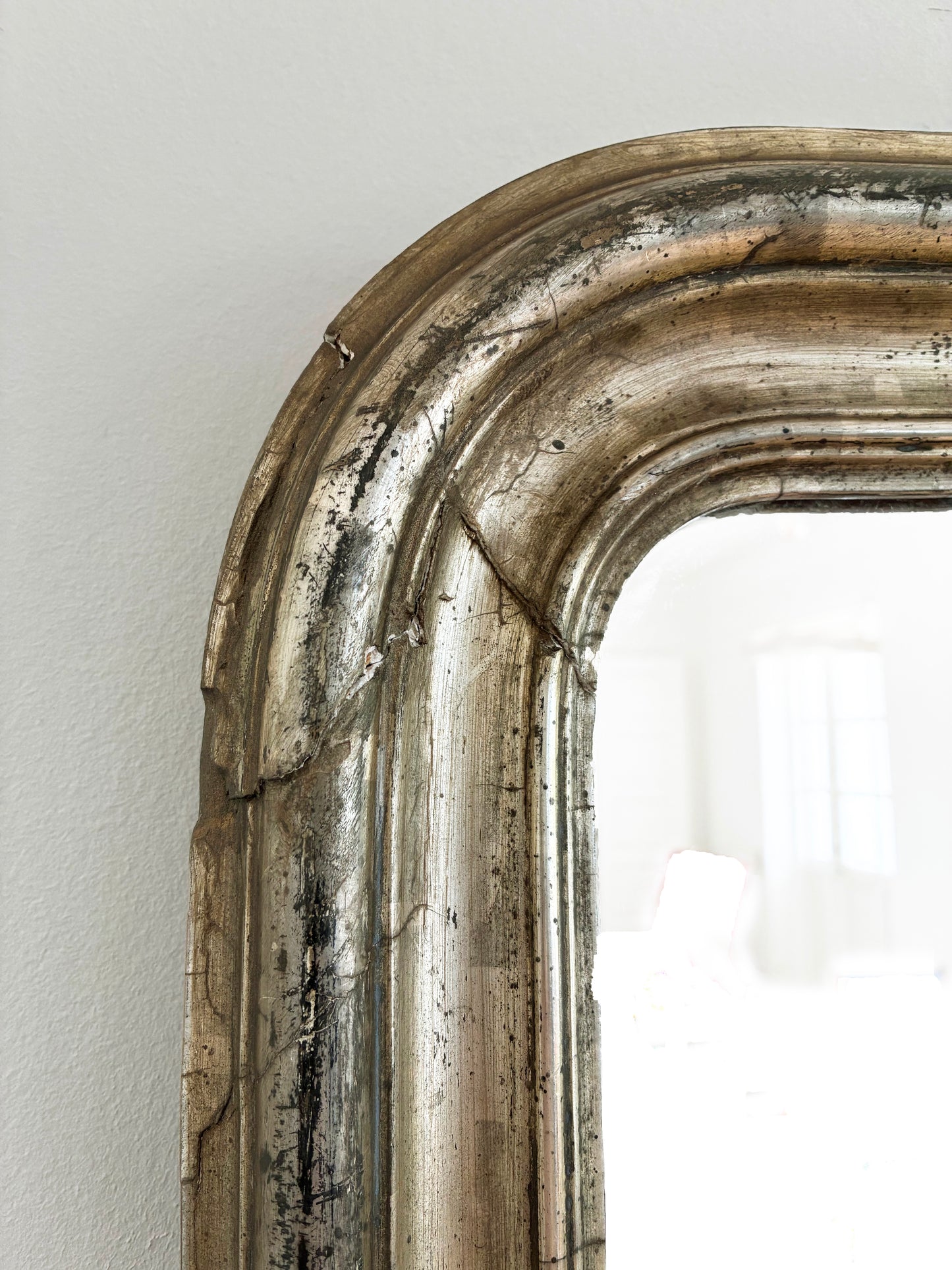 Large Antique French Louis Philippe Full-Length Giltwood Mirror, Late 19th Century