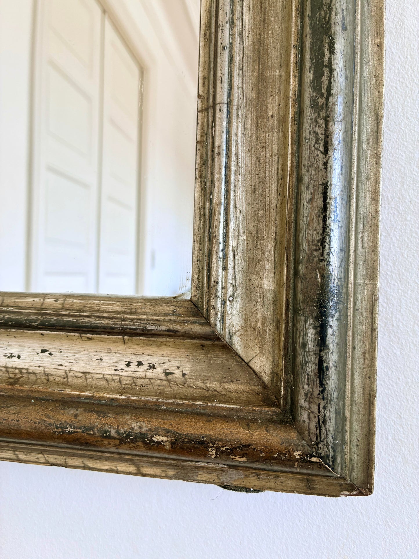 Large Antique French Louis Philippe Full-Length Giltwood Mirror, Late 19th Century