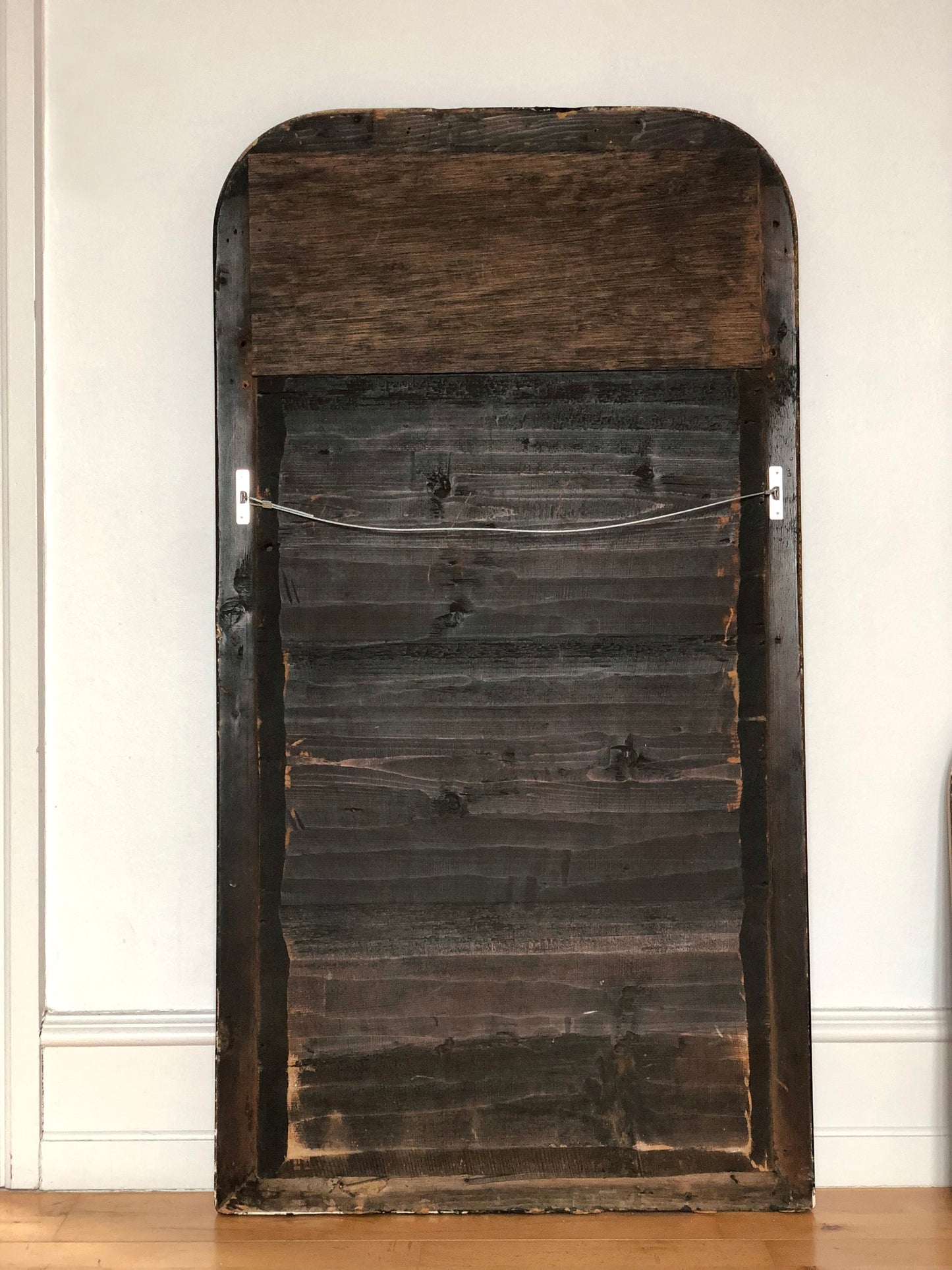 Large Antique French Louis Philippe Full Length Mirror – Black and Gold, Late 19th Century