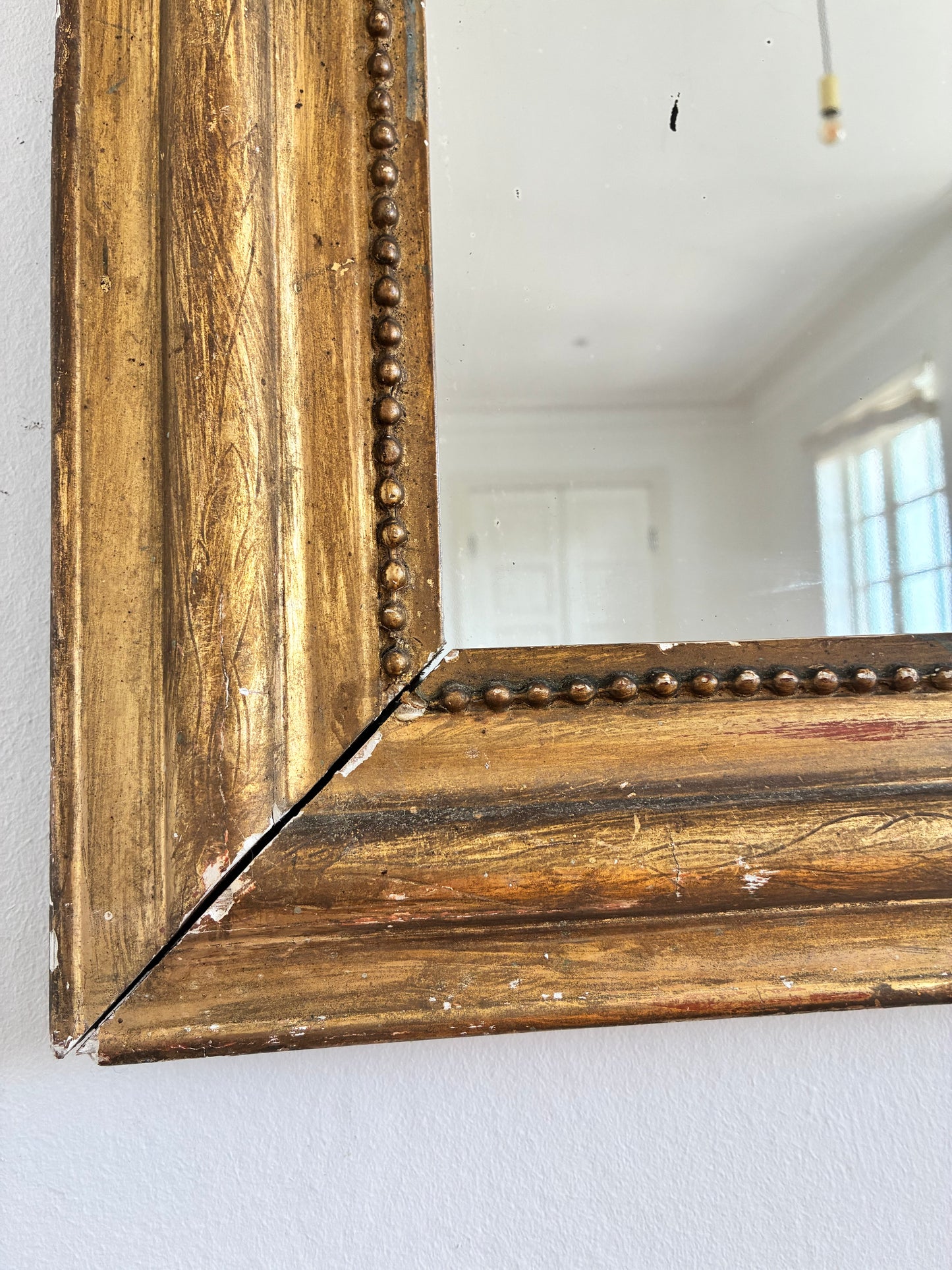 Large Antique French Louis Philippe Giltwood Mirror – Late 19th Century