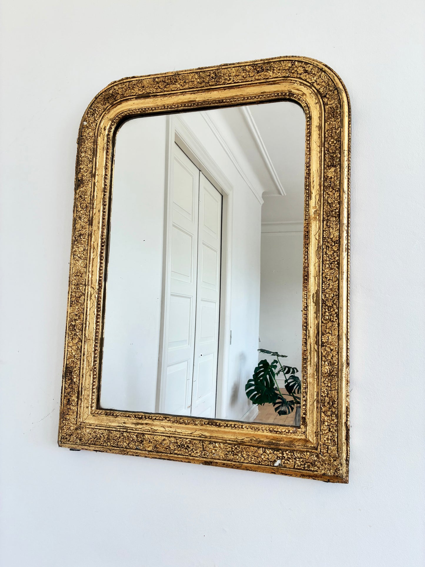 Large Antique French Louis Philippe Giltwood Mirror – Late 19th Century