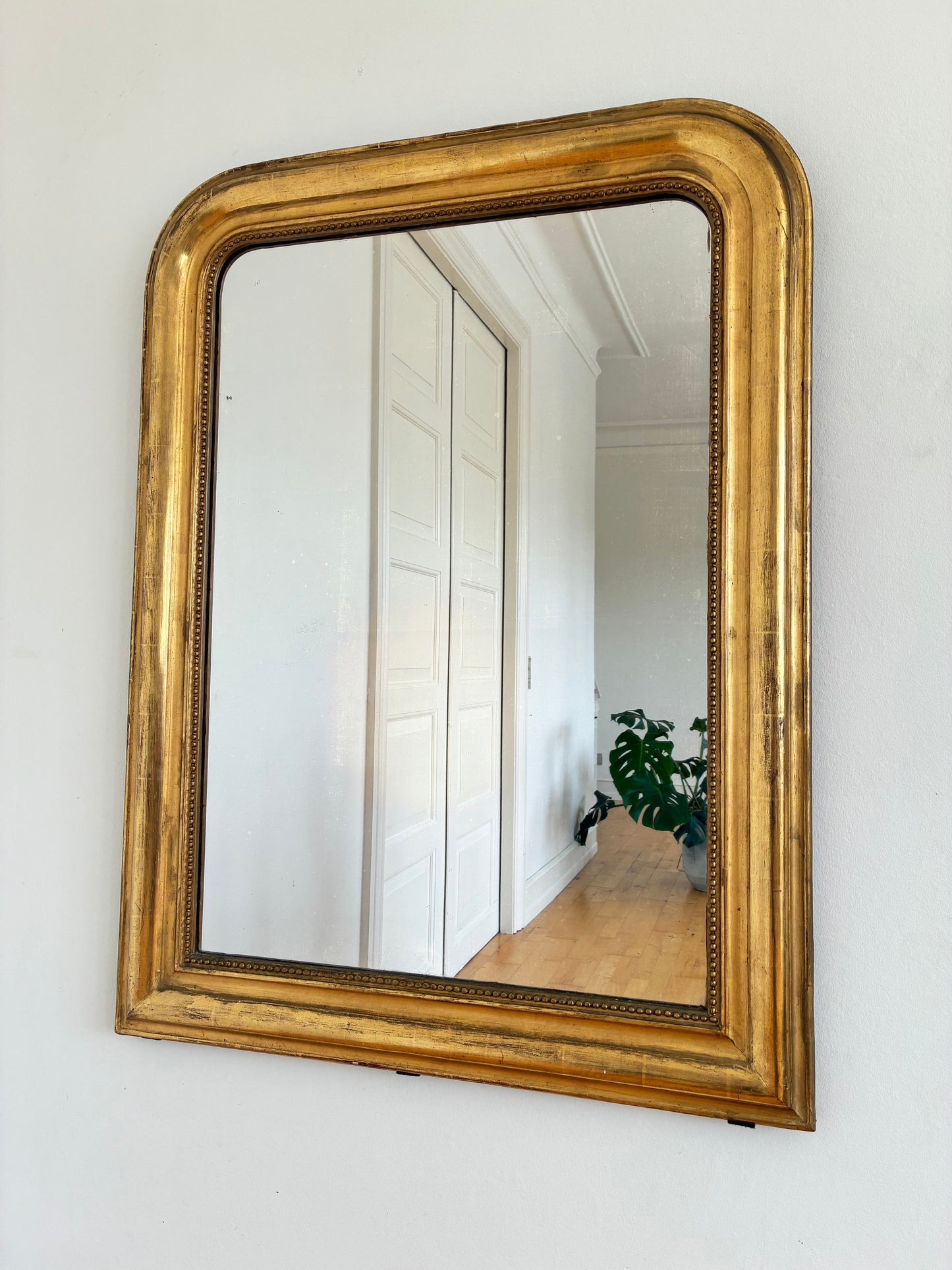 Large Antique French Louis Philippe Giltwood Mirror – Late 19th Century