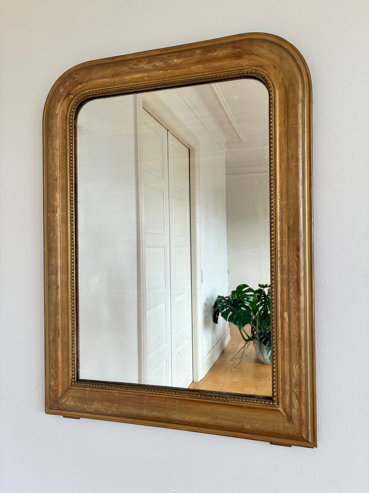 Large Antique French Louis Philippe Giltwood Mirror – Late 19th Century