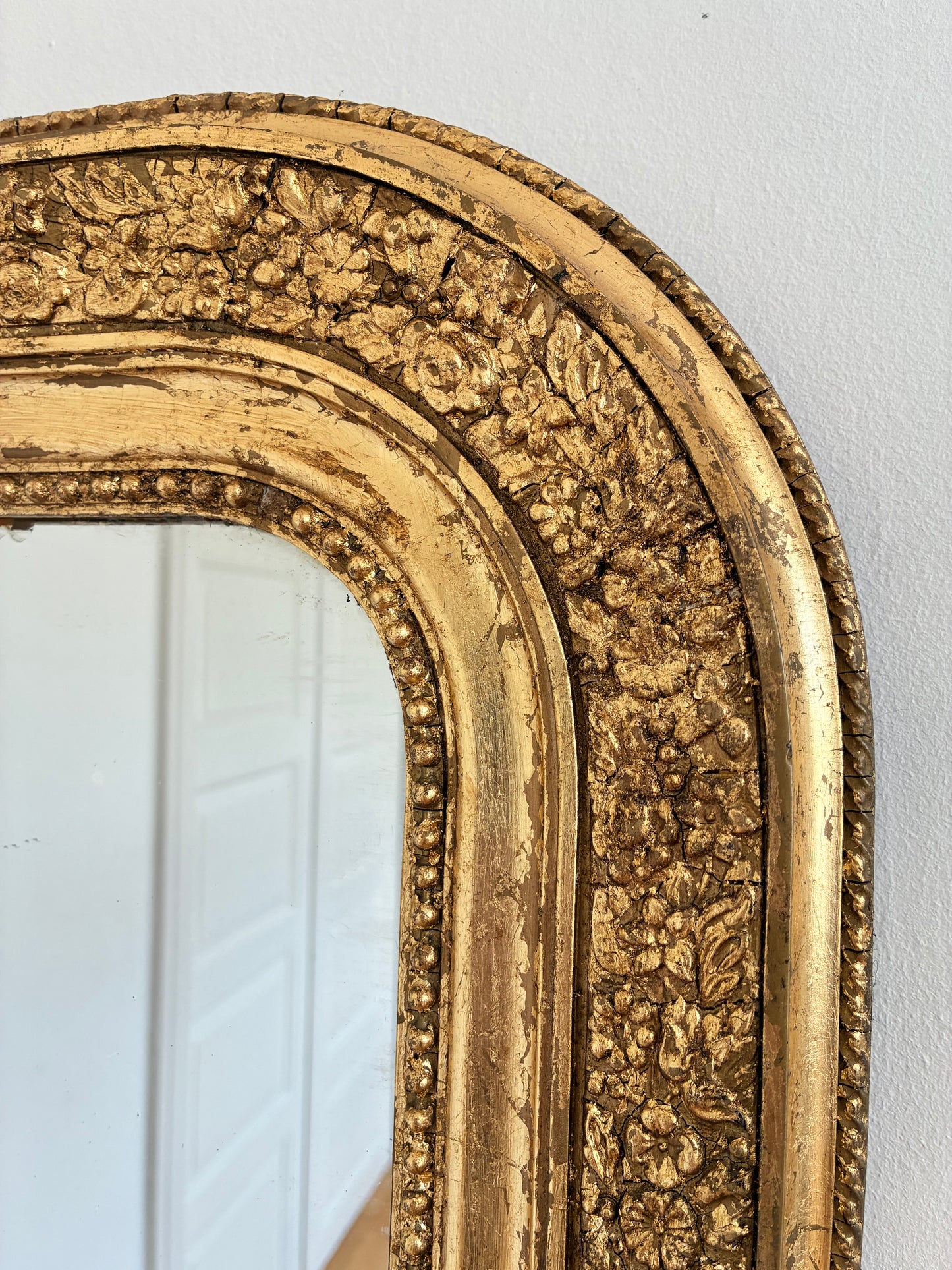 Large Antique French Louis Philippe Giltwood Mirror – Late 19th Century