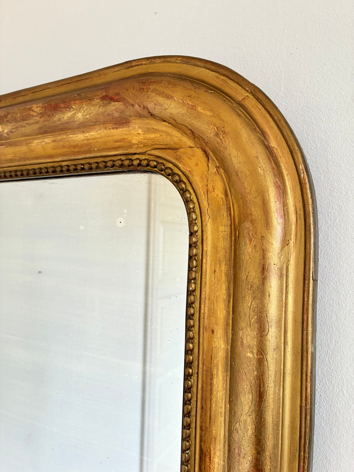 Large Antique French Louis Philippe Giltwood Mirror – Late 19th Century