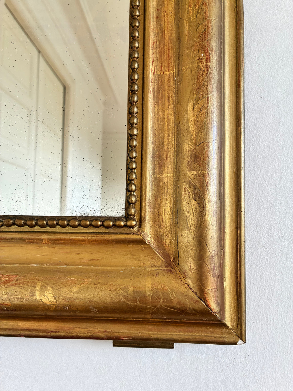 Large Antique French Louis Philippe Giltwood Mirror – Late 19th Century