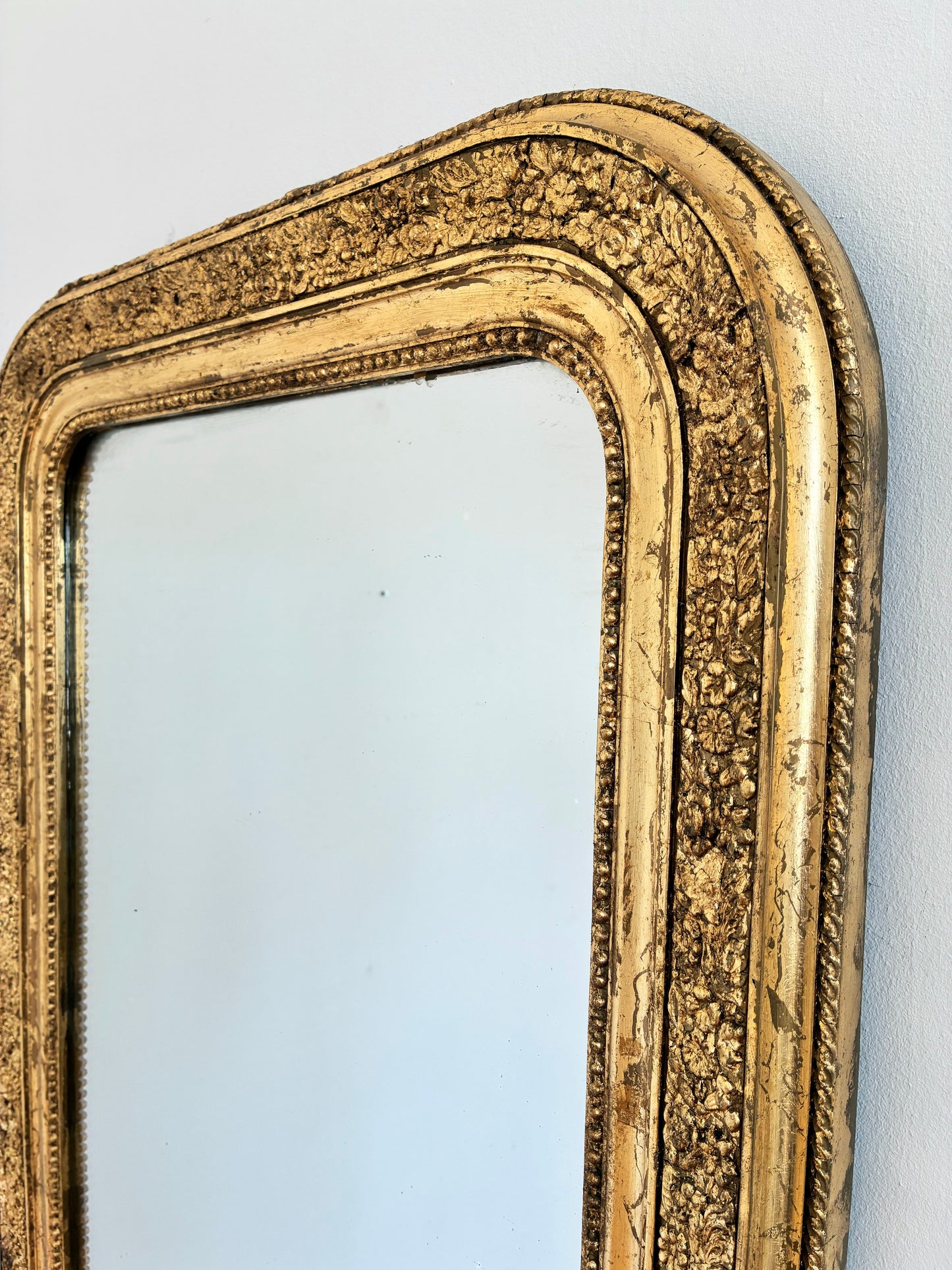 Large Antique French Louis Philippe Giltwood Mirror – Late 19th Century