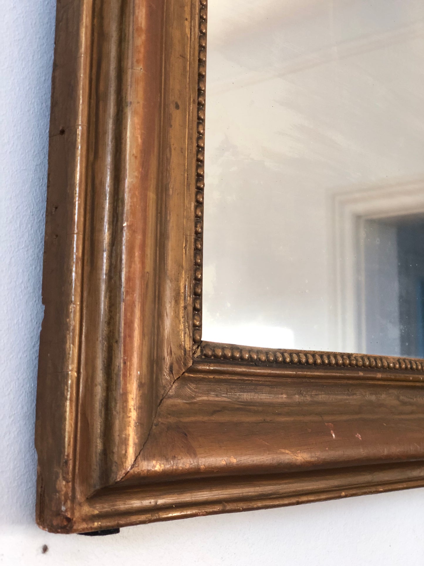 Large Antique French Louis Philippe Giltwood Mirror – Late 19th Century