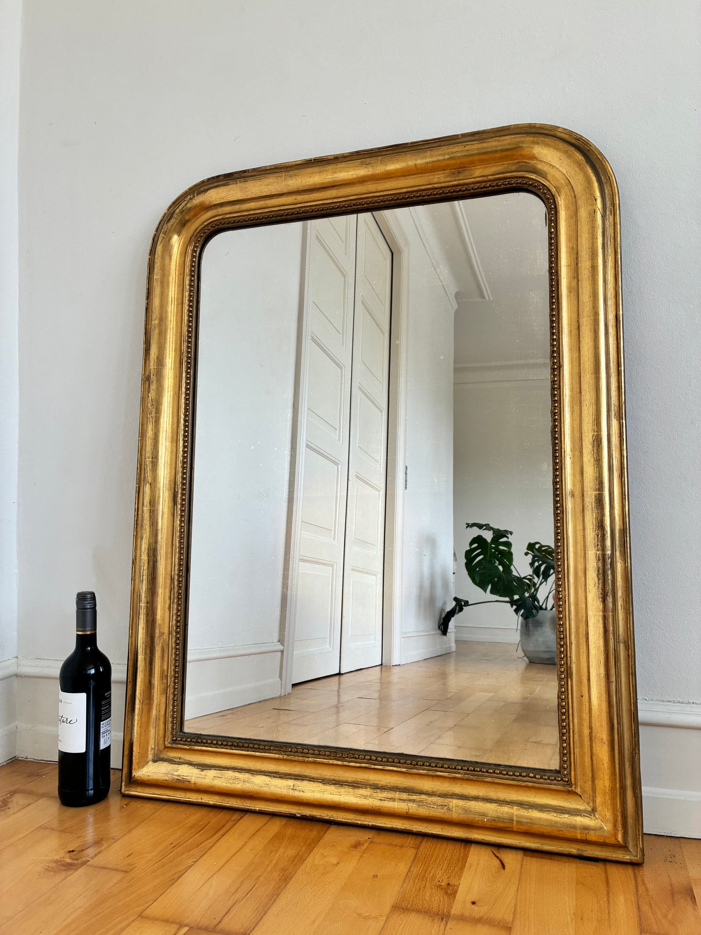 Large Antique French Louis Philippe Giltwood Mirror – Late 19th Century