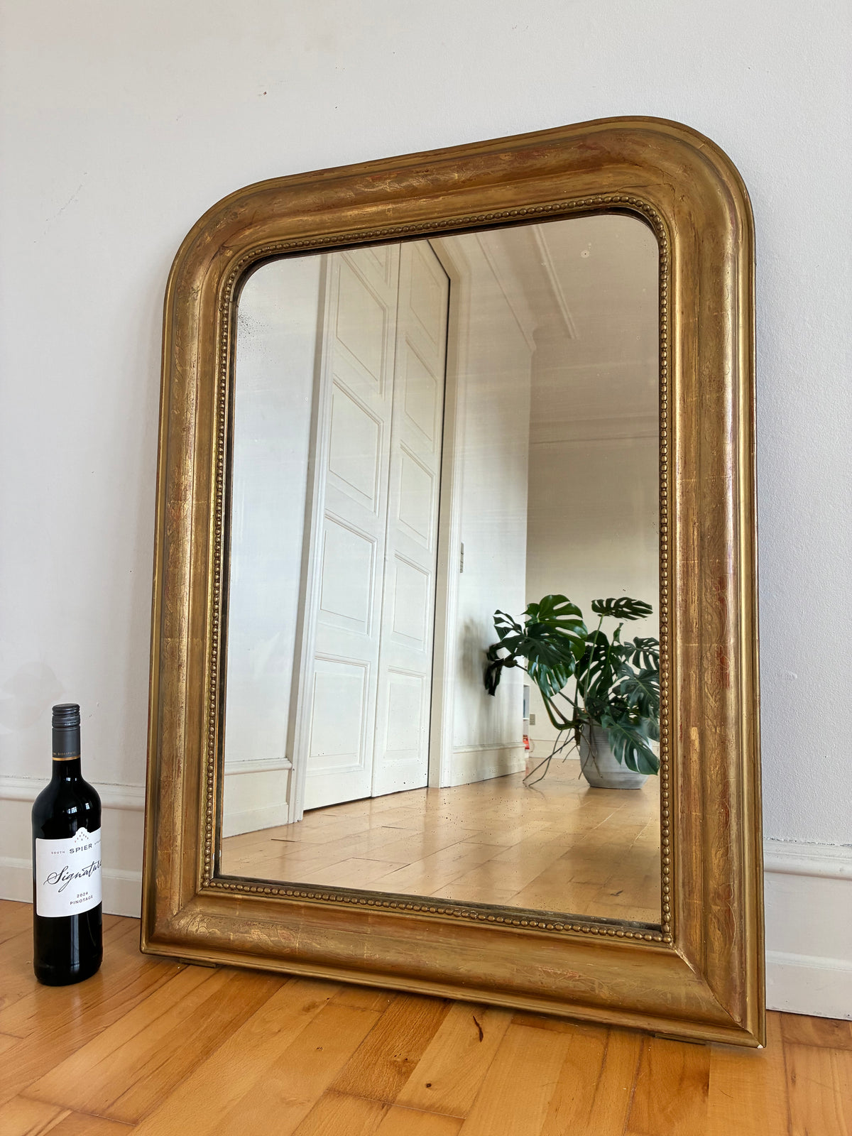 Large Antique French Louis Philippe Giltwood Mirror – Late 19th Century