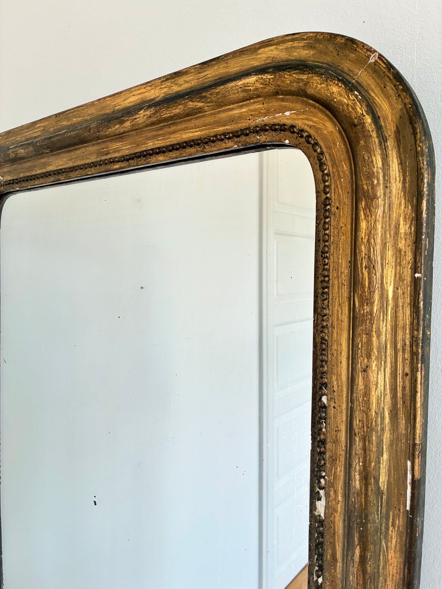 Large Antique French Louis Philippe Giltwood Mirror – Late 19th Century