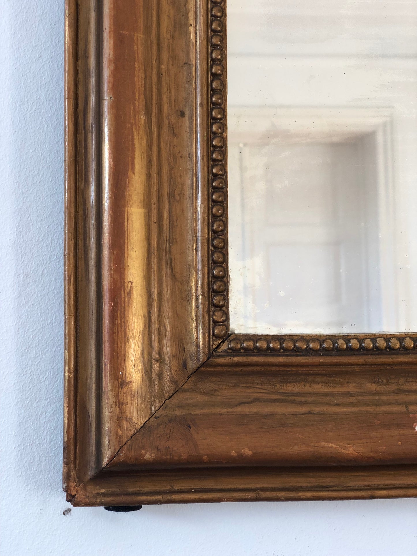 Large Antique French Louis Philippe Giltwood Mirror – Late 19th Century