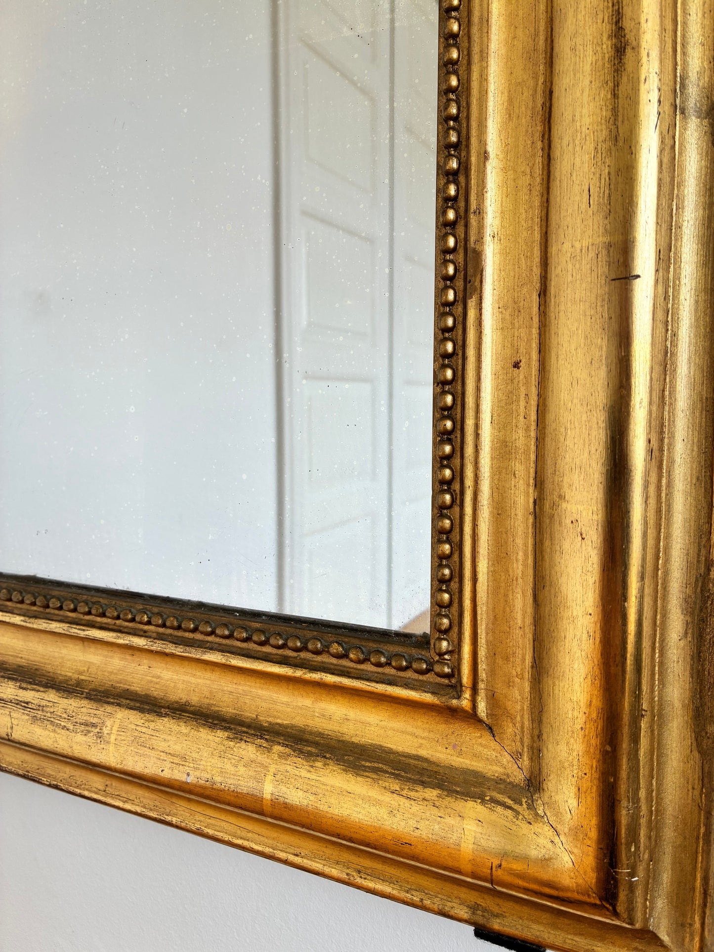 Large Antique French Louis Philippe Giltwood Mirror – Late 19th Century