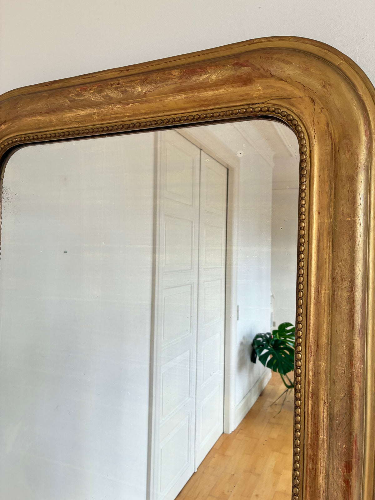 Large Antique French Louis Philippe Giltwood Mirror – Late 19th Century