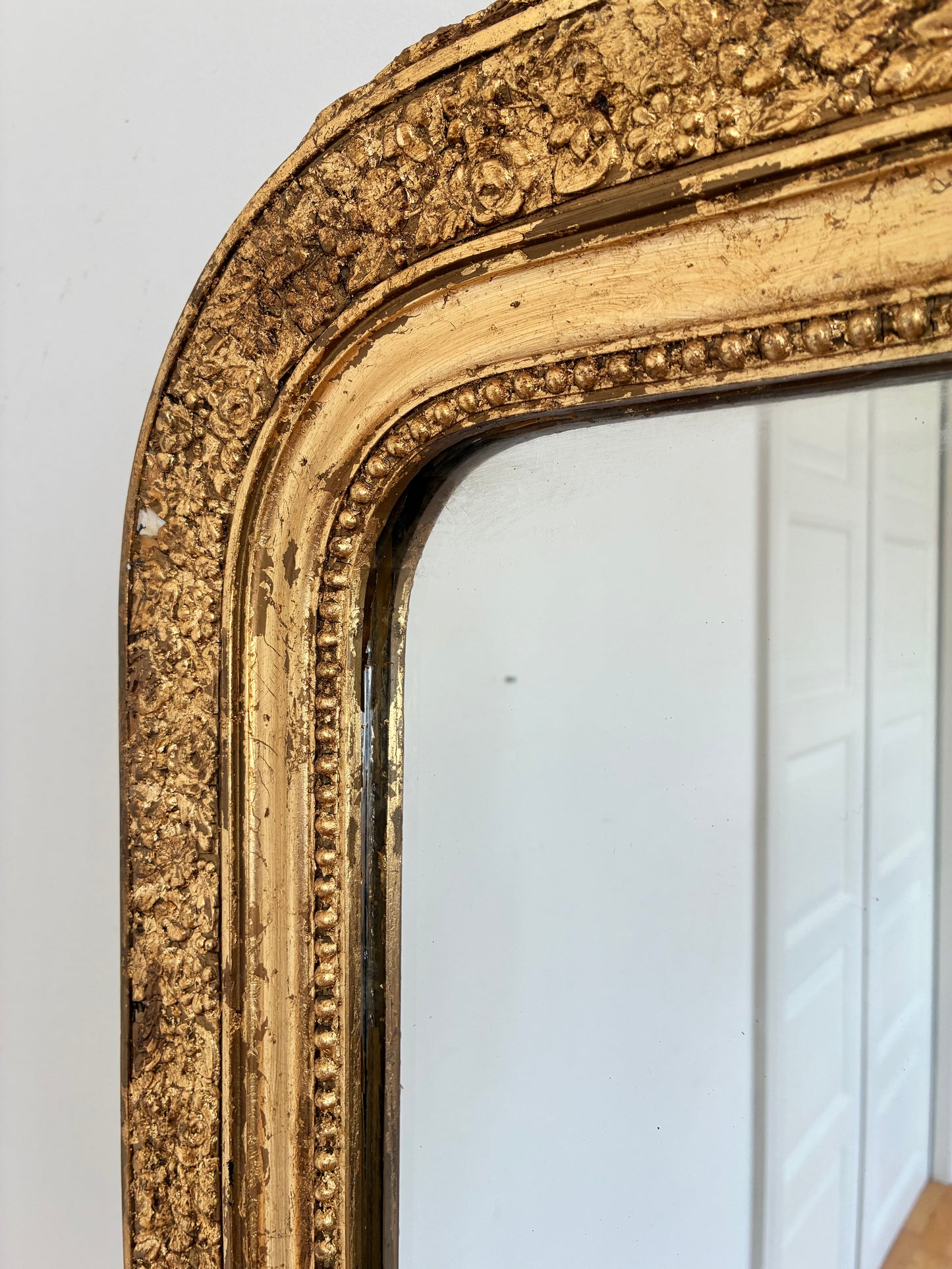Large Antique French Louis Philippe Giltwood Mirror – Late 19th Century