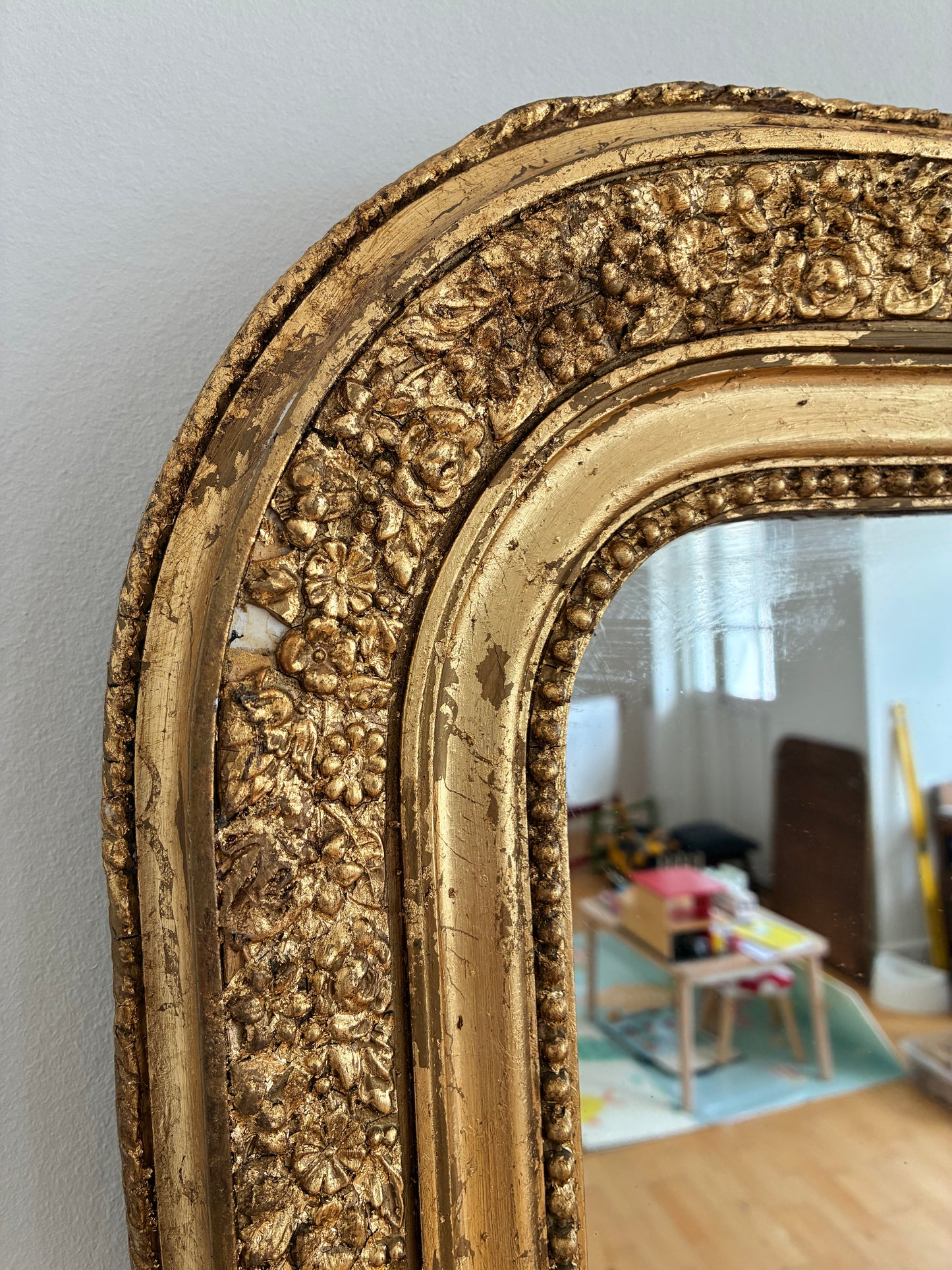 Large Antique French Louis Philippe Giltwood Mirror – Late 19th Century