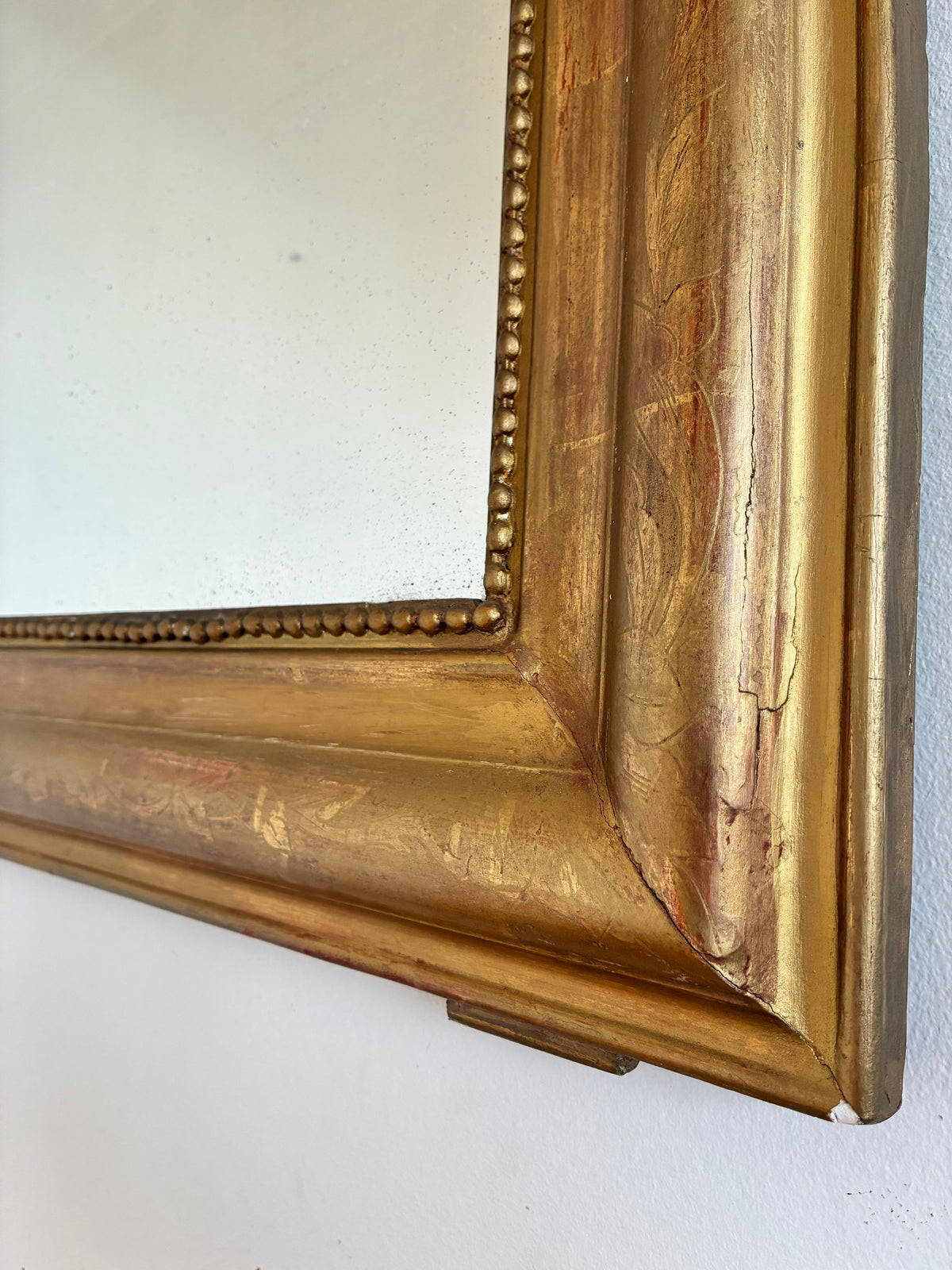 Large Antique French Louis Philippe Giltwood Mirror – Late 19th Century