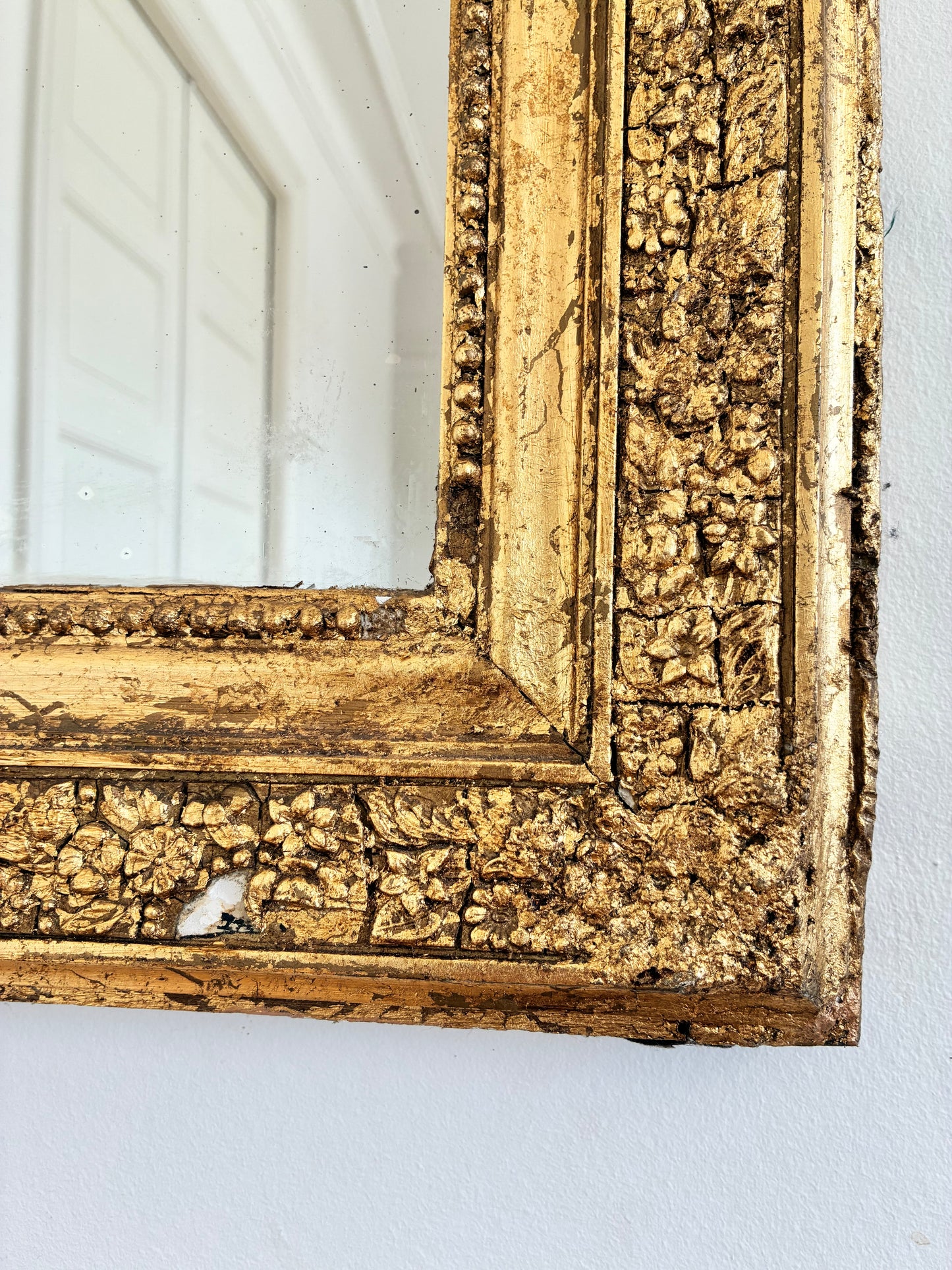 Large Antique French Louis Philippe Giltwood Mirror – Late 19th Century