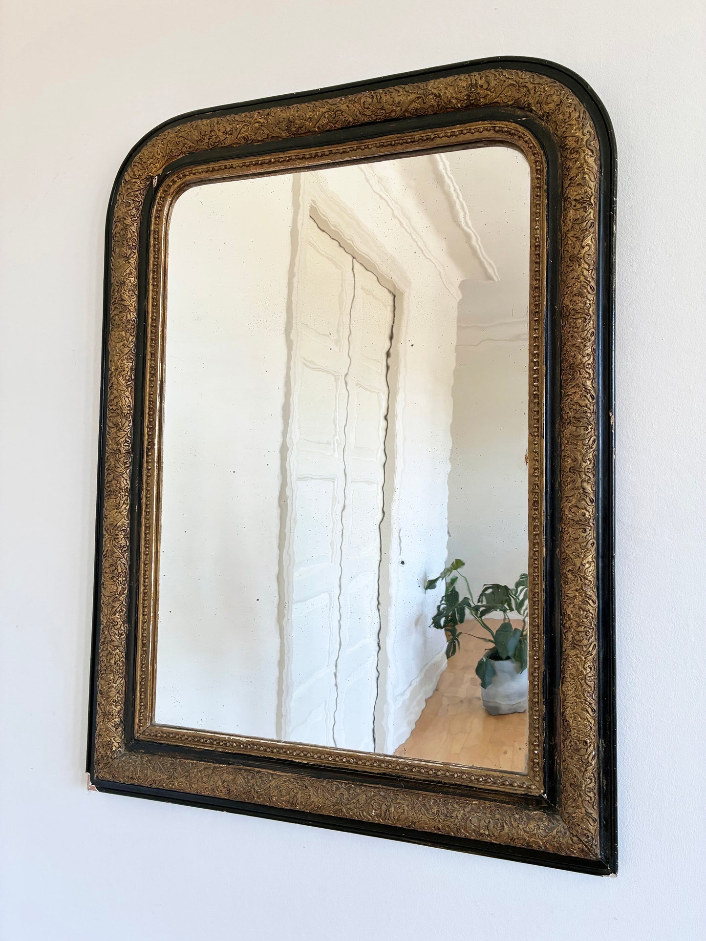 Large Antique French Louis Philippe Giltwood Mirror, late 19th century