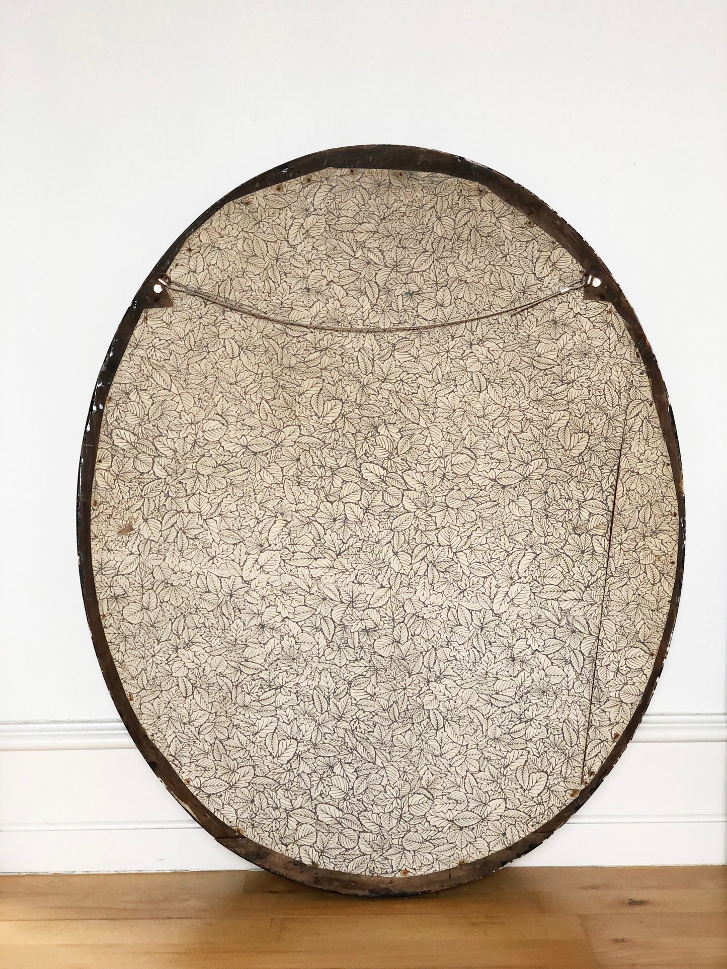Large Antique French Louis Philippe Oval  Mirror – Black and Gold, Late 19th Century