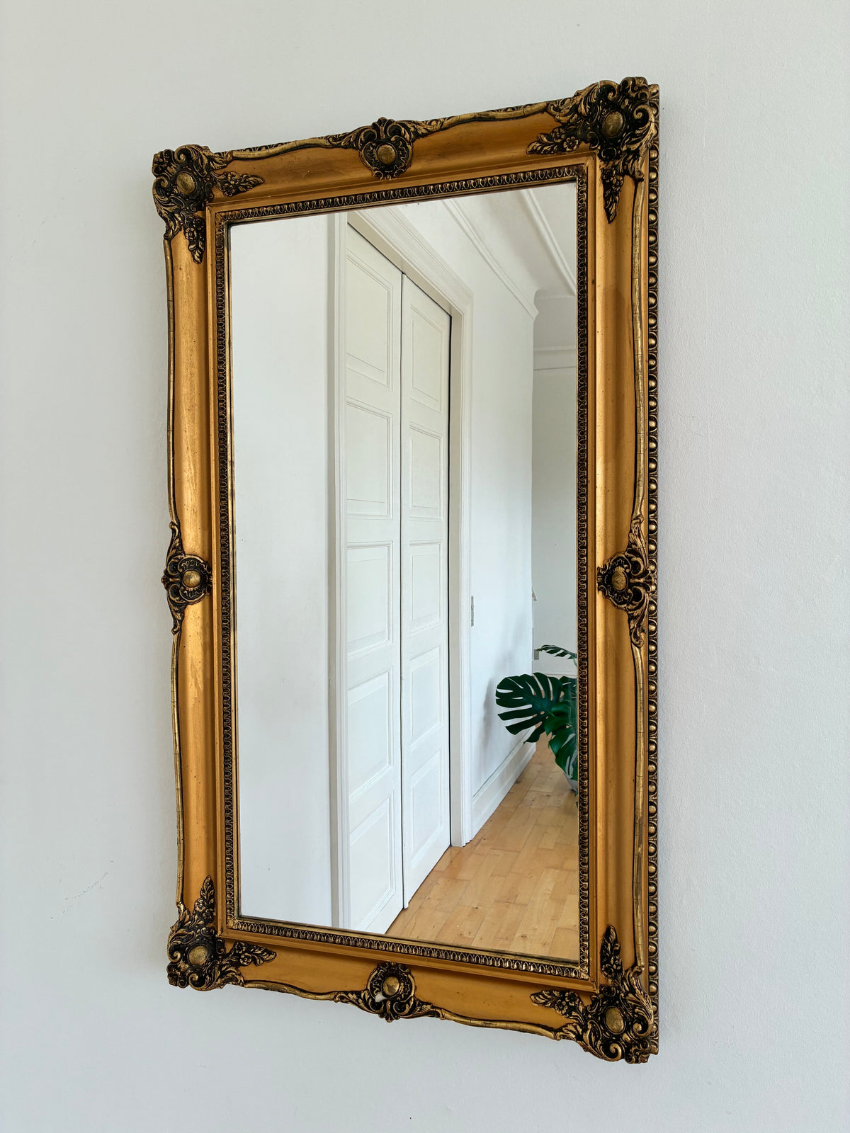 Large Antique French Napoleon III Full-Length Giltwood Mirror, 19th Century