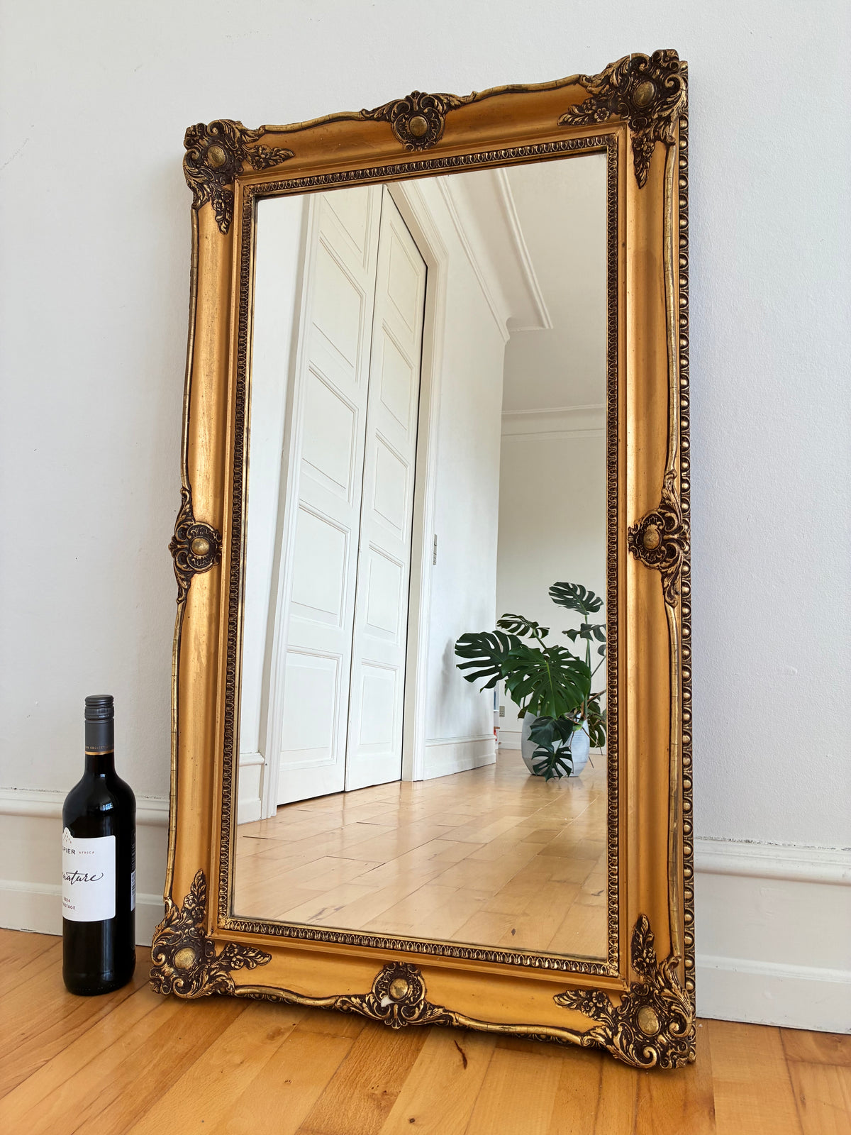 Large Antique French Napoleon III Full-Length Giltwood Mirror, 19th Century