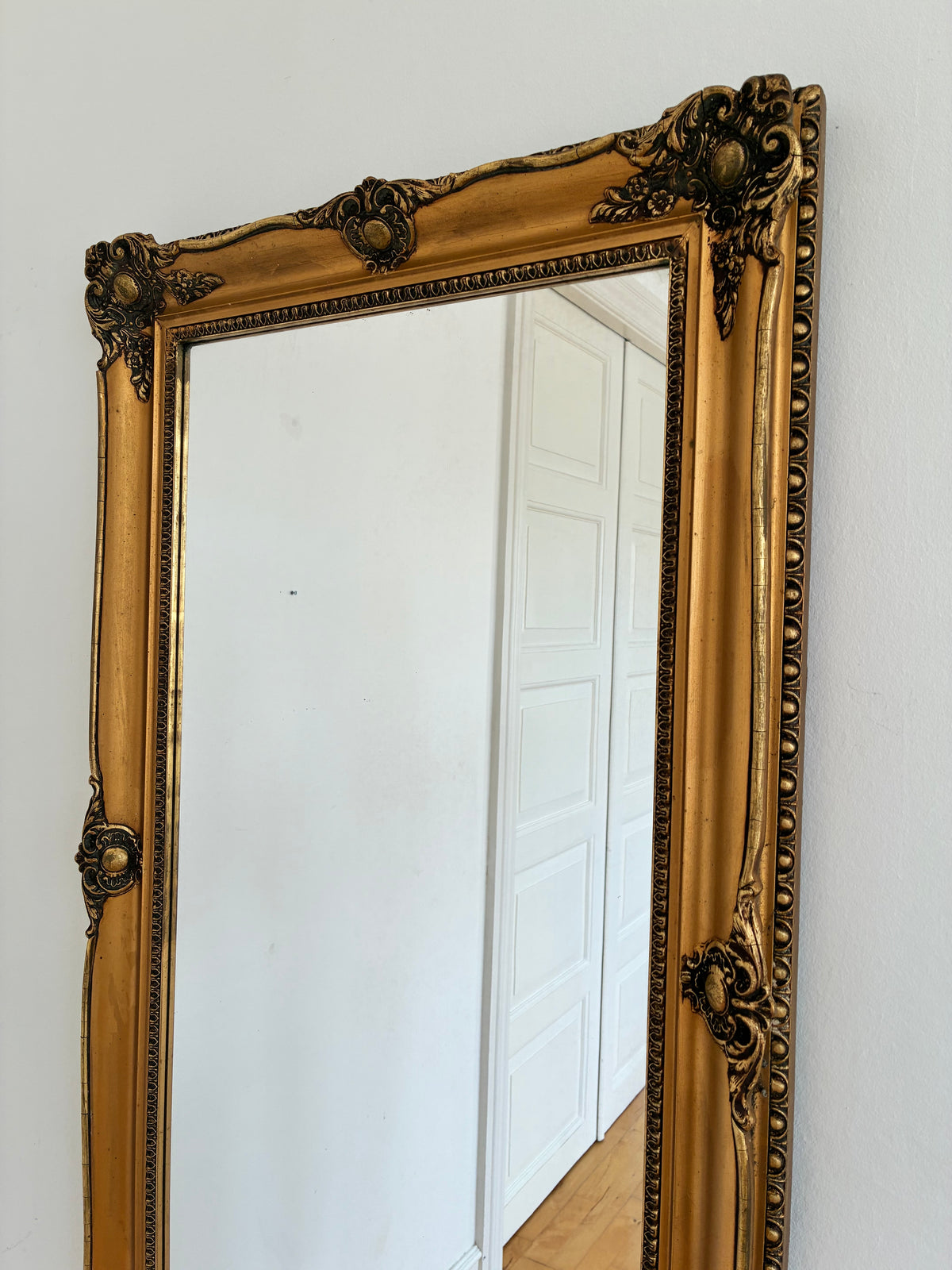 Large Antique French Napoleon III Full-Length Giltwood Mirror, 19th Century